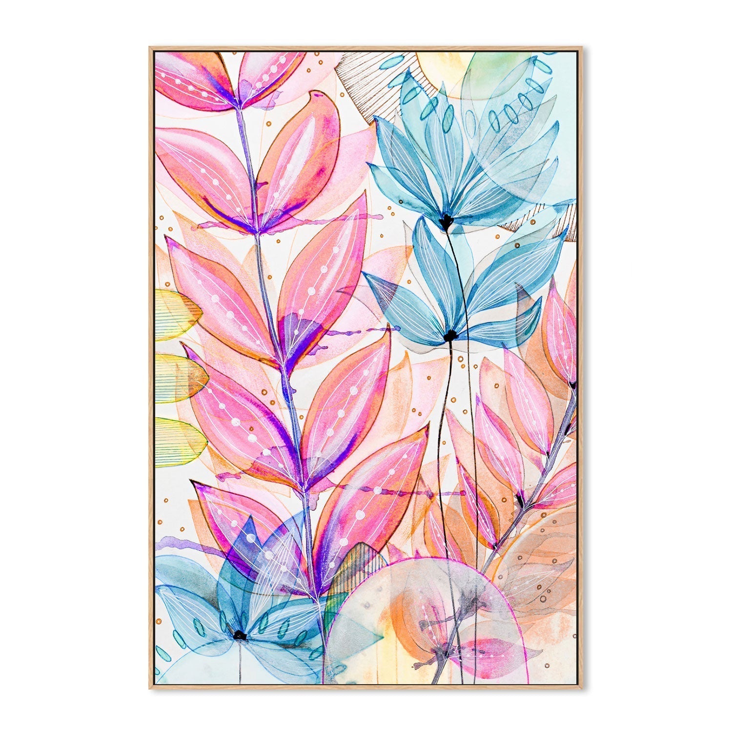 wall-art-print-canvas-poster-framed-Magenta Floral , By Sarah Carlton Art-GIOIA-WALL-ART