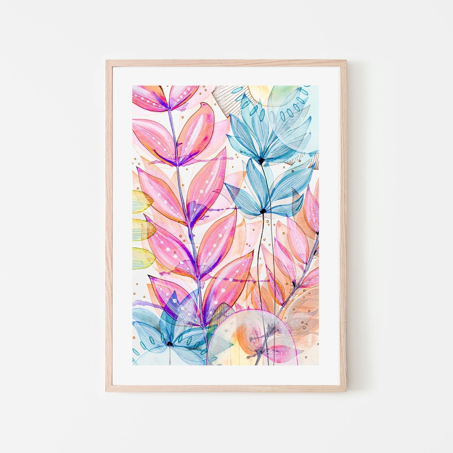 wall-art-print-canvas-poster-framed-Magenta Floral , By Sarah Carlton Art-GIOIA-WALL-ART