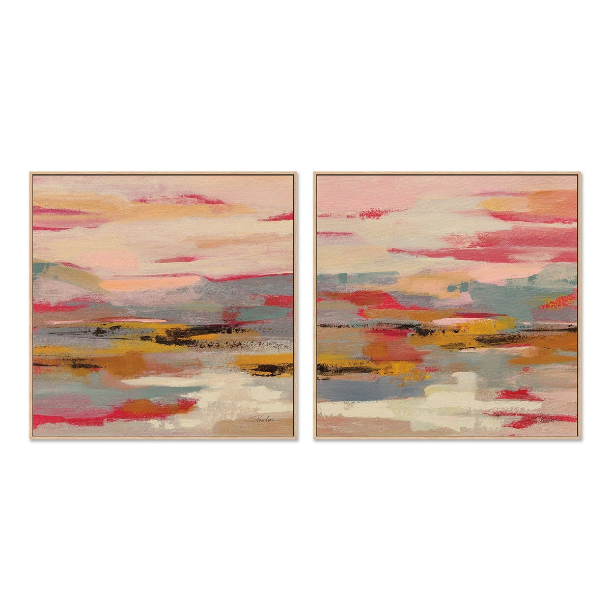 wall-art-print-canvas-poster-framed-Magenta Hill, Style A & B, Set Of 2 , By Silvia Vassileva-GIOIA-WALL-ART