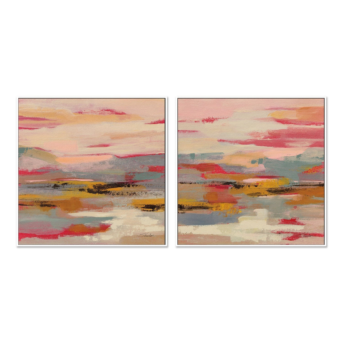 wall-art-print-canvas-poster-framed-Magenta Hill, Style A & B, Set Of 2 , By Silvia Vassileva-GIOIA-WALL-ART