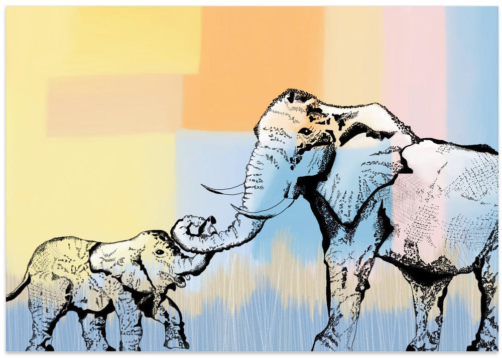 wall-art-print-canvas-poster-framed-Mama Elephant and Baby , By Art by the Ocean-1