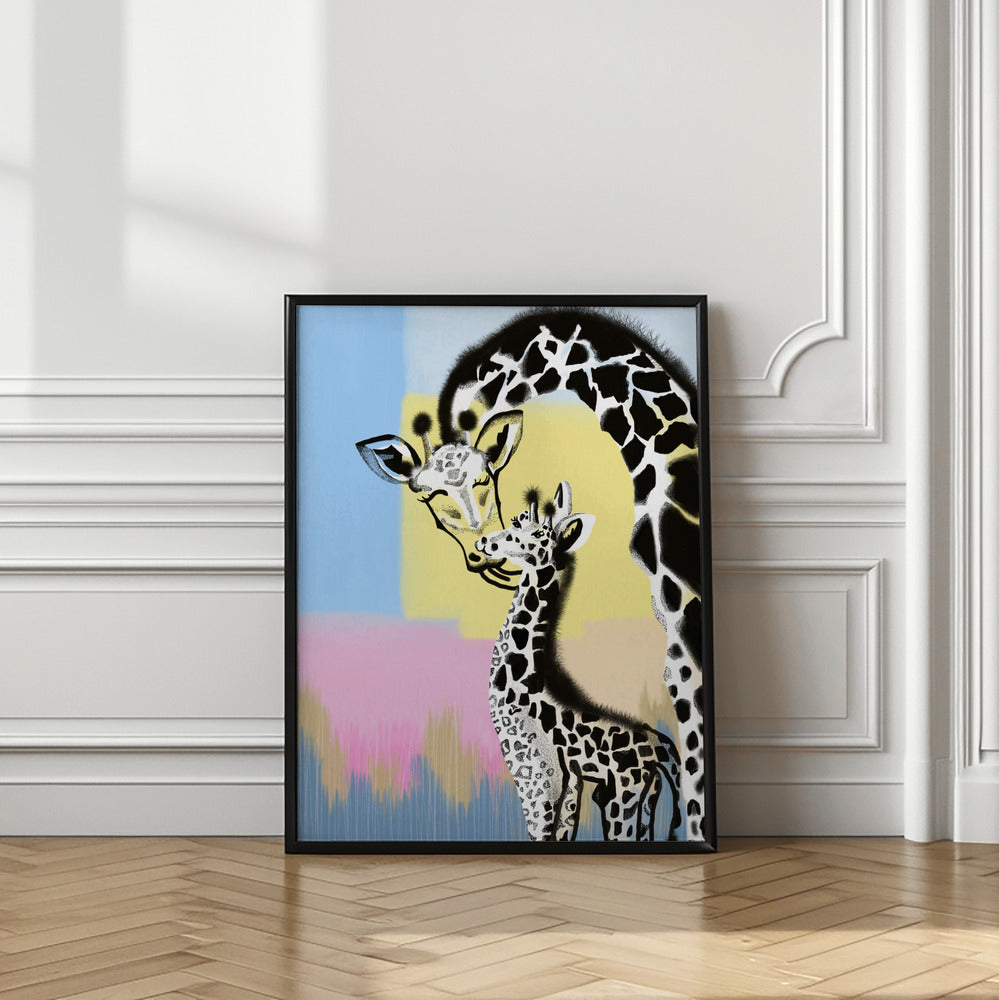 wall-art-print-canvas-poster-framed-Mama Giraffe and Baby , By Art by the Ocean-2