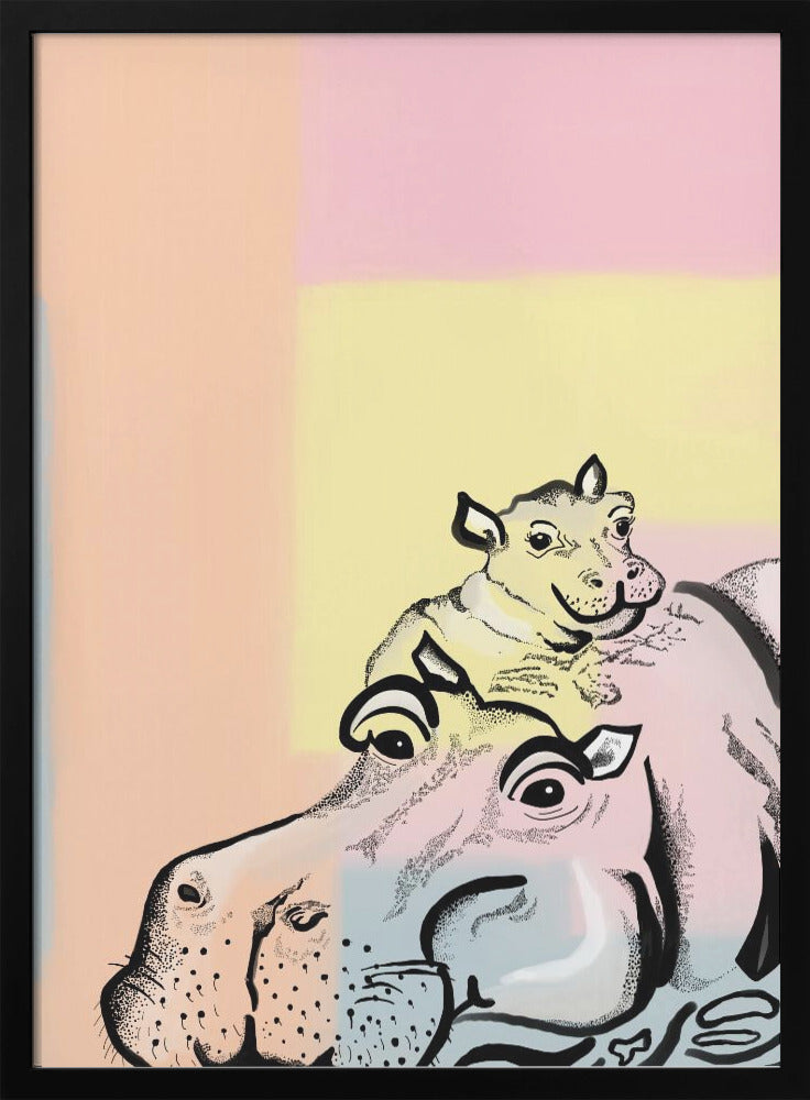 wall-art-print-canvas-poster-framed-Mama Hippo and Baby , By Art by the Ocean-3