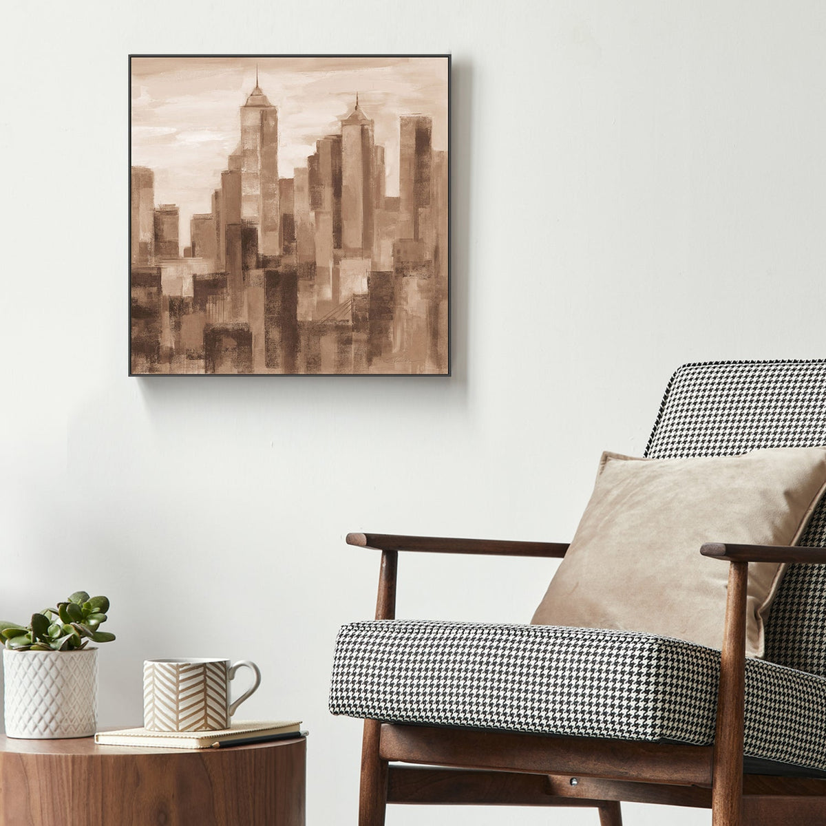 wall-art-print-canvas-poster-framed-Manhattan View Brown-by-Silvia Vassileva-Gioia Wall Art