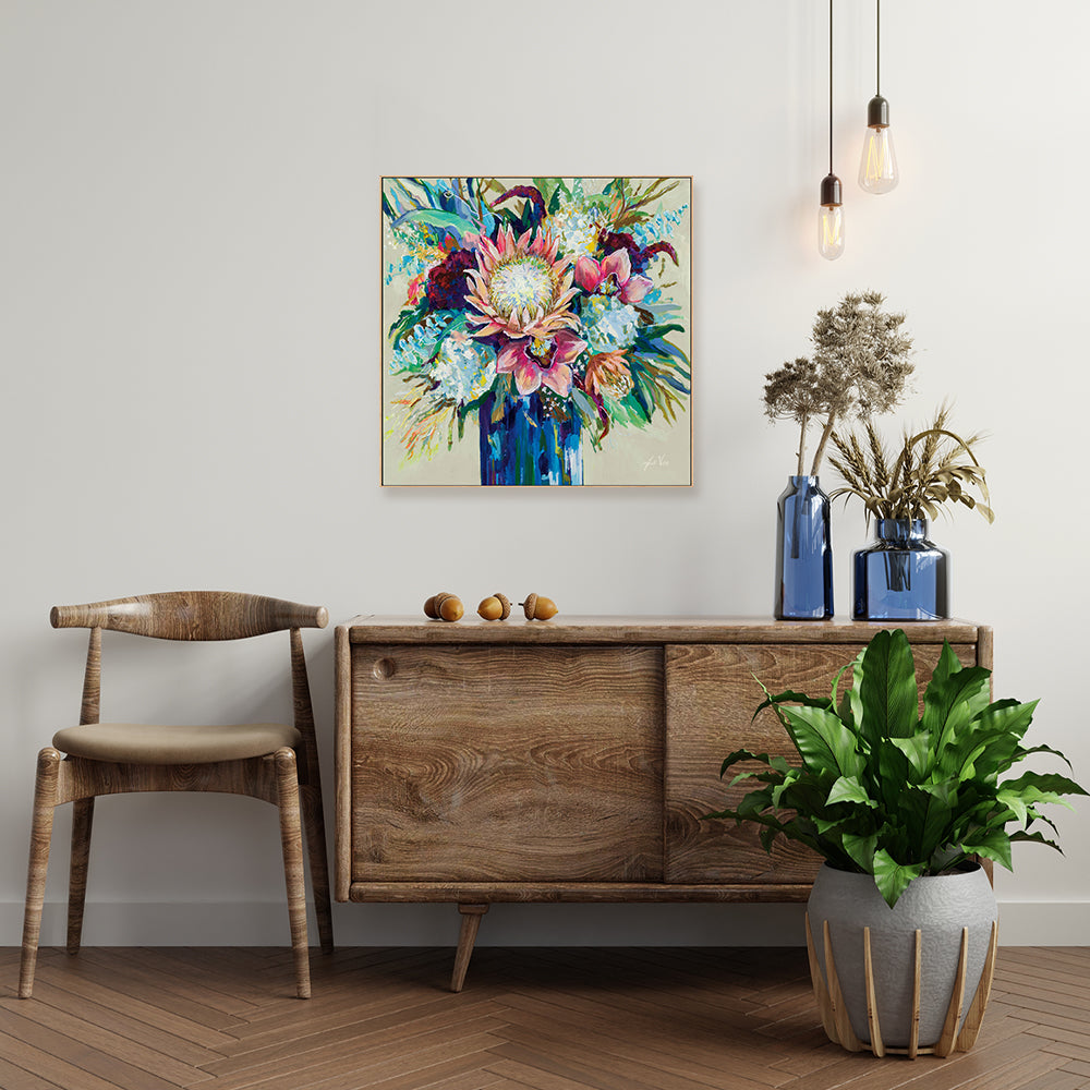 wall-art-print-canvas-poster-framed-Marias Bouquet on Warm Gray-by-Jeanette Vertentes-Gioia Wall Art