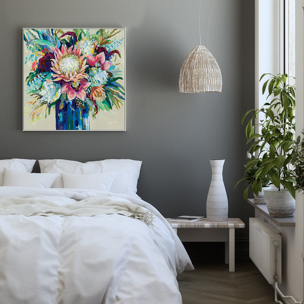 wall-art-print-canvas-poster-framed-Marias Bouquet on Warm Gray-by-Jeanette Vertentes-Gioia Wall Art