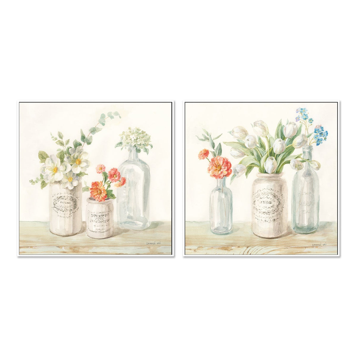 wall-art-print-canvas-poster-framed-Marmalade Flowers, Set of 2-by-Danhui Nai-Gioia Wall Art
