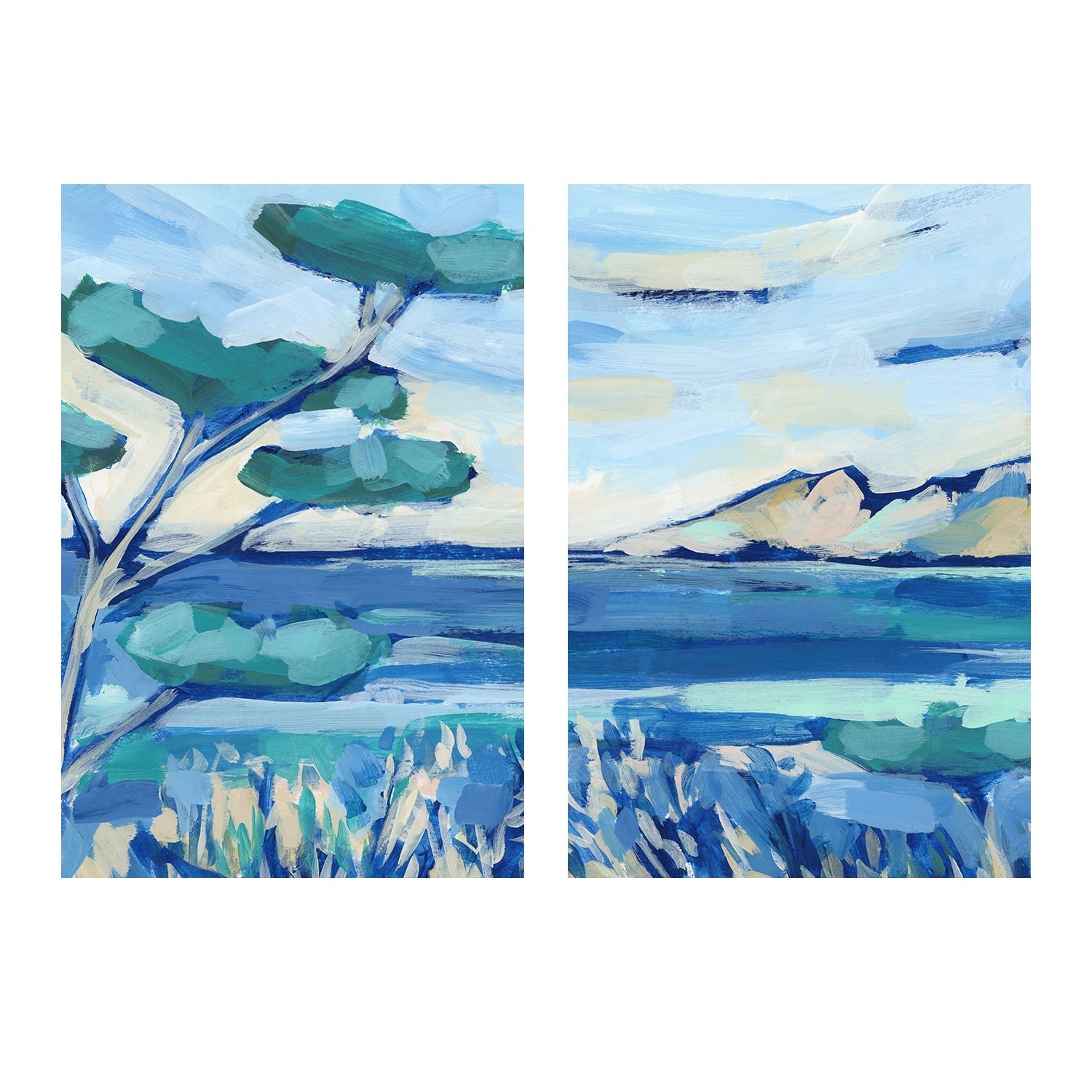 wall-art-print-canvas-poster-framed-Mediterranean Coasta , Style A & B , Set Of 2 , By Jetty Home-1