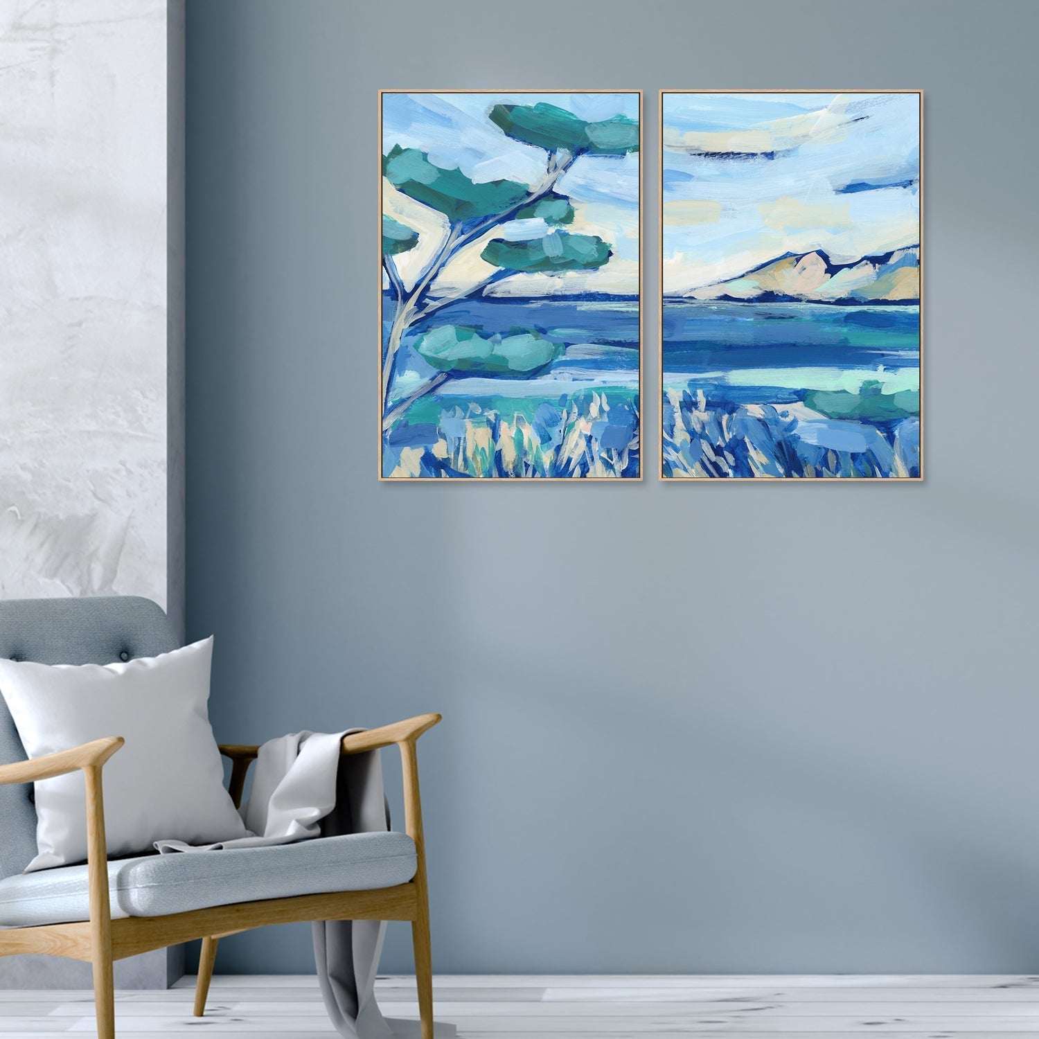 wall-art-print-canvas-poster-framed-Mediterranean Coasta , Style A & B , Set Of 2 , By Jetty Home-2