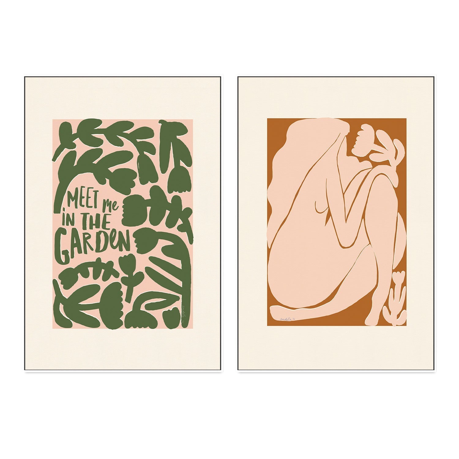 wall-art-print-canvas-poster-framed-Meet Me In The Garden, Style A & B, Set Of 2 , By Andelle Art-6
