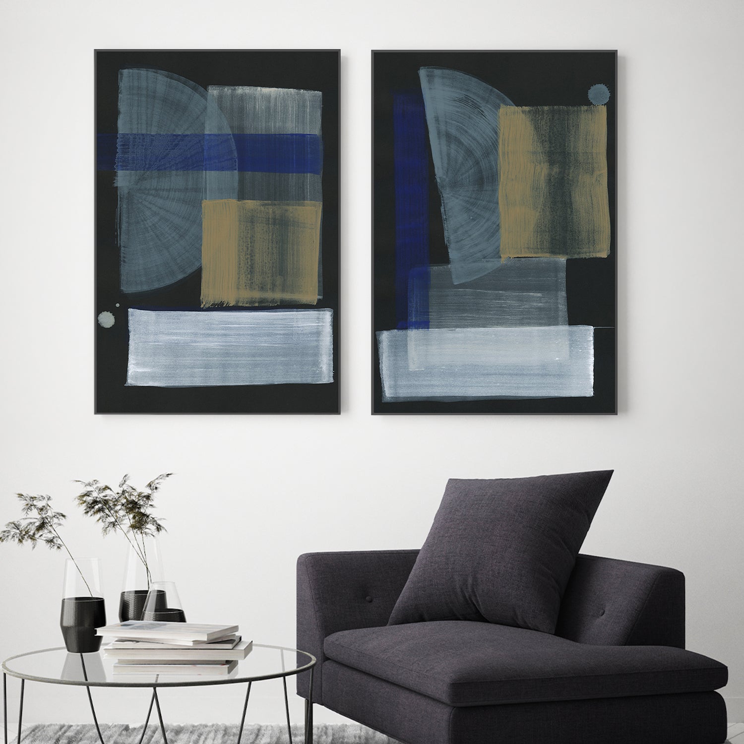 wall-art-print-canvas-poster-framed-Mid Mod, Style A & B, Set Of 2 , By Megan Swartz-2