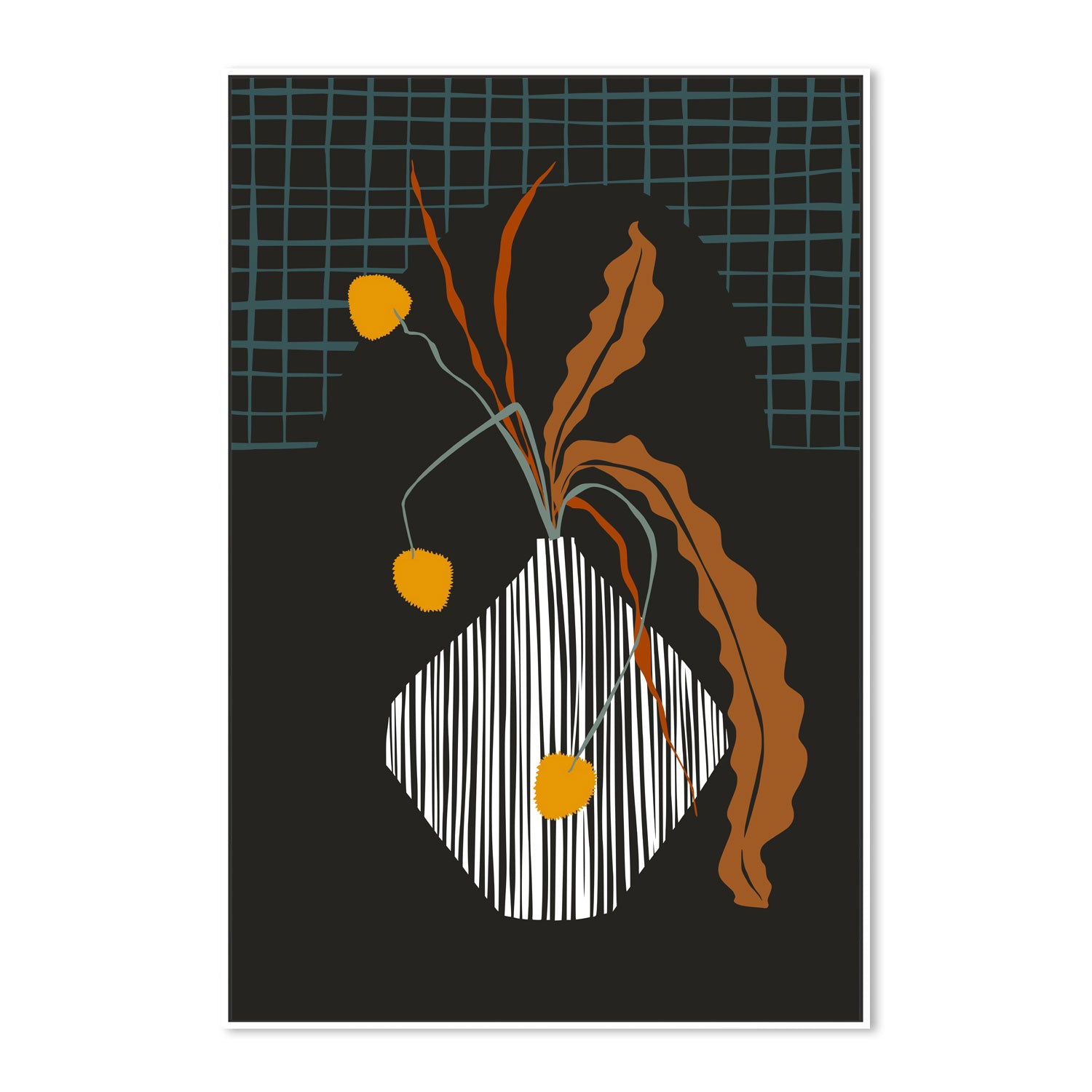 wall-art-print-canvas-poster-framed-Midcentury Ikebana Dark-5