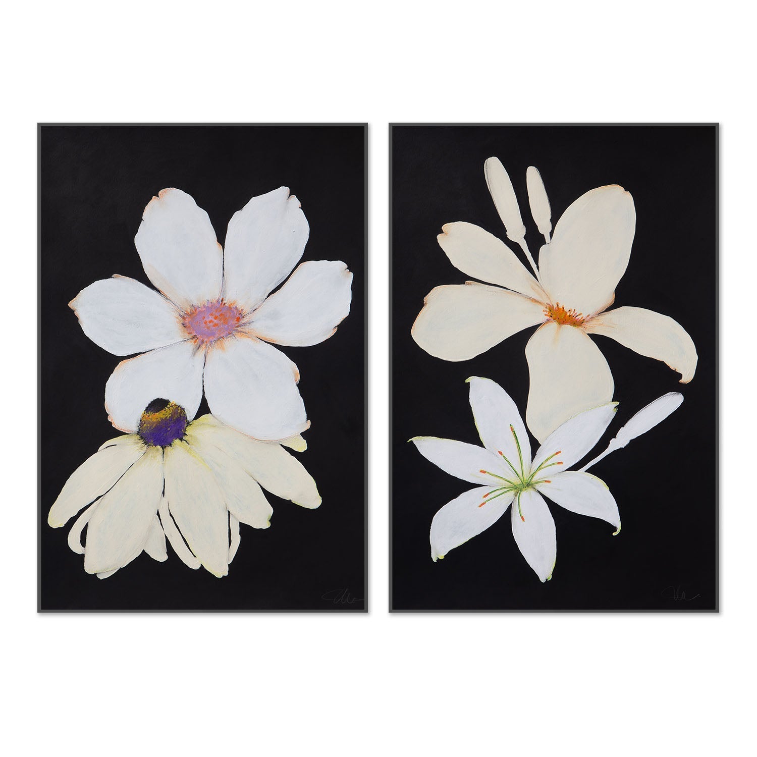 wall-art-print-canvas-poster-framed-Midnight Florals, Style A & B, Set Of 2 , By Filippoloco-3