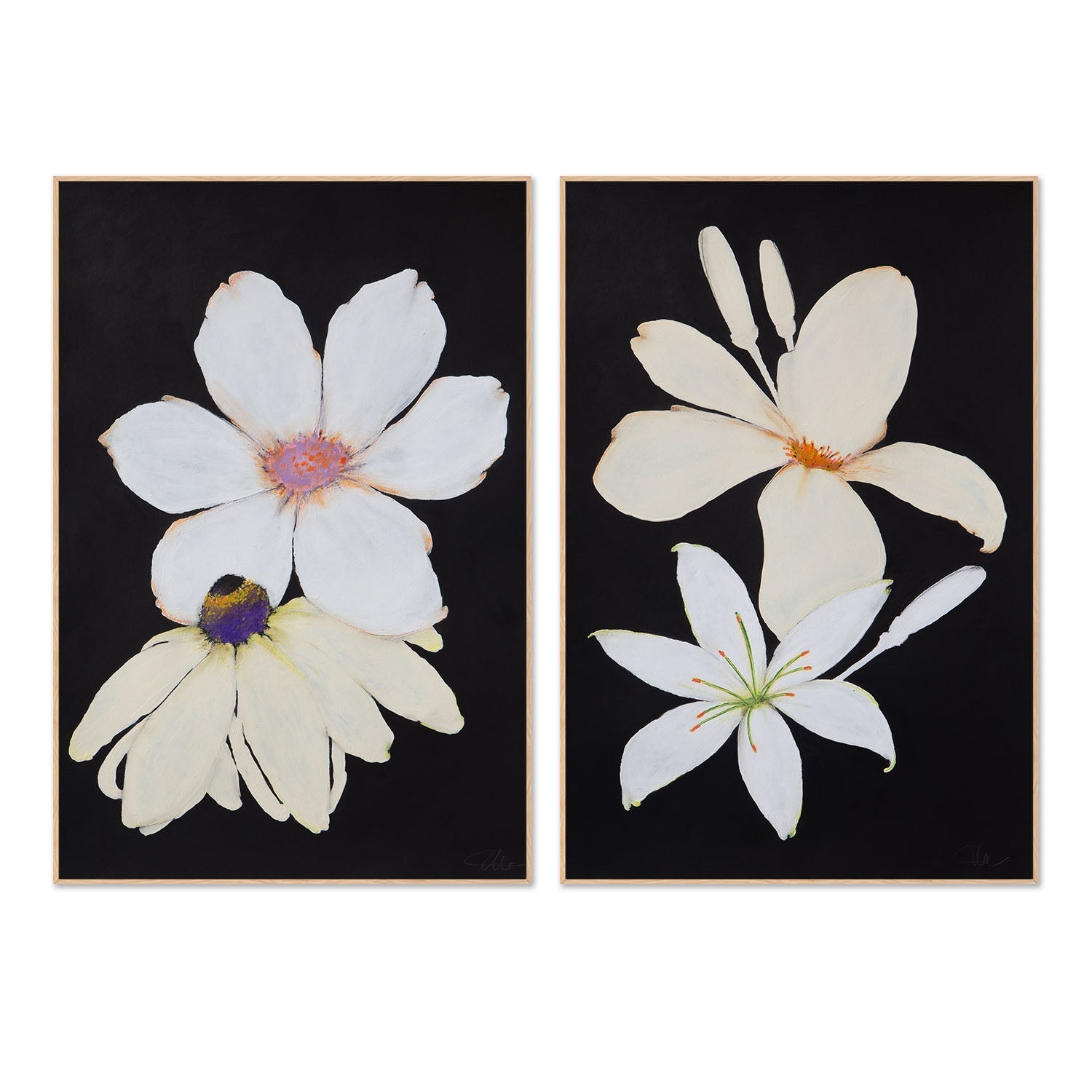 wall-art-print-canvas-poster-framed-Midnight Florals, Style A & B, Set Of 2 , By Filippoloco-4