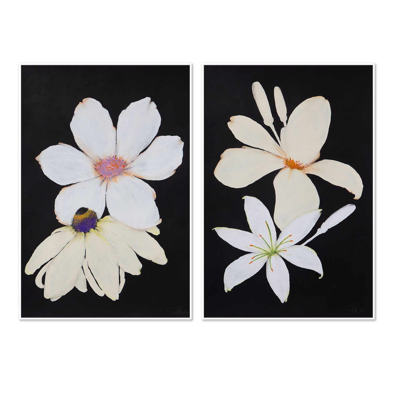 wall-art-print-canvas-poster-framed-Midnight Florals, Style A & B, Set Of 2 , By Filippoloco-5
