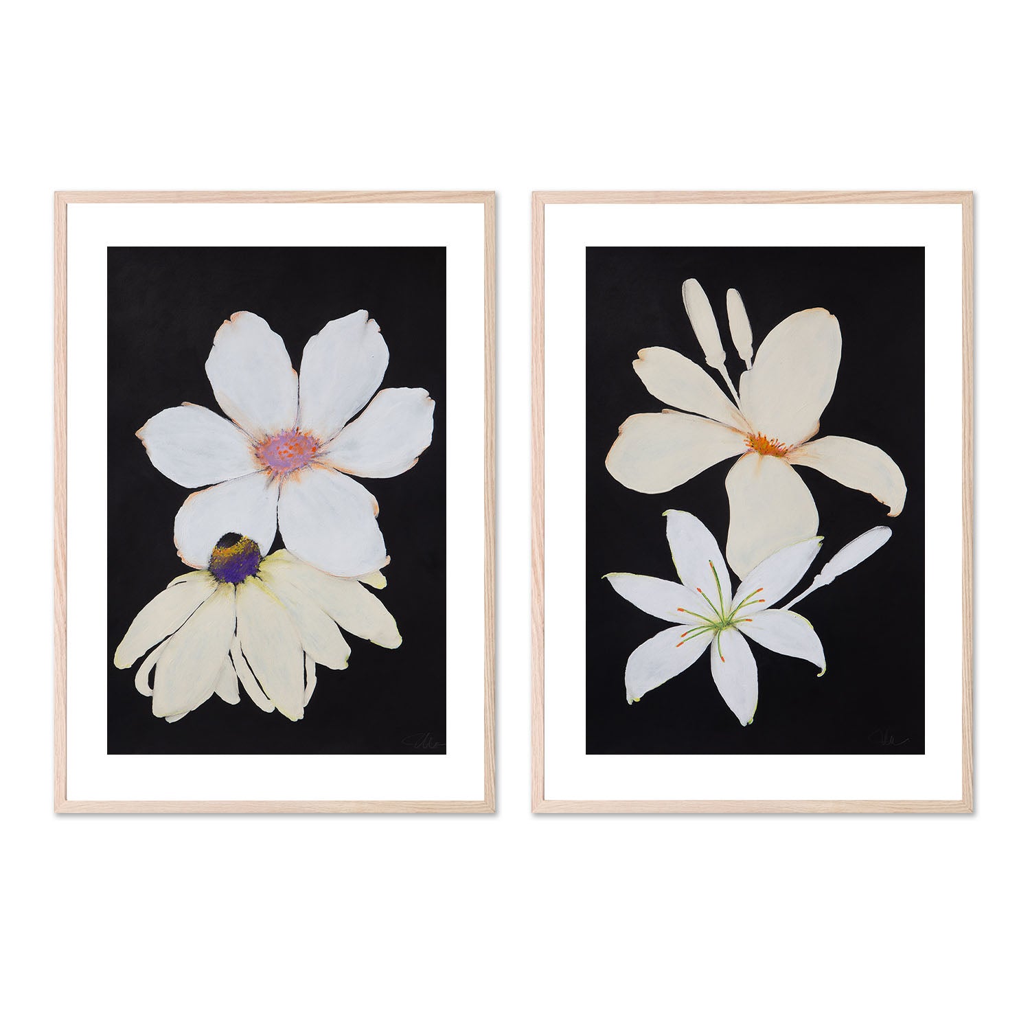 wall-art-print-canvas-poster-framed-Midnight Florals, Style A & B, Set Of 2 , By Filippoloco-6