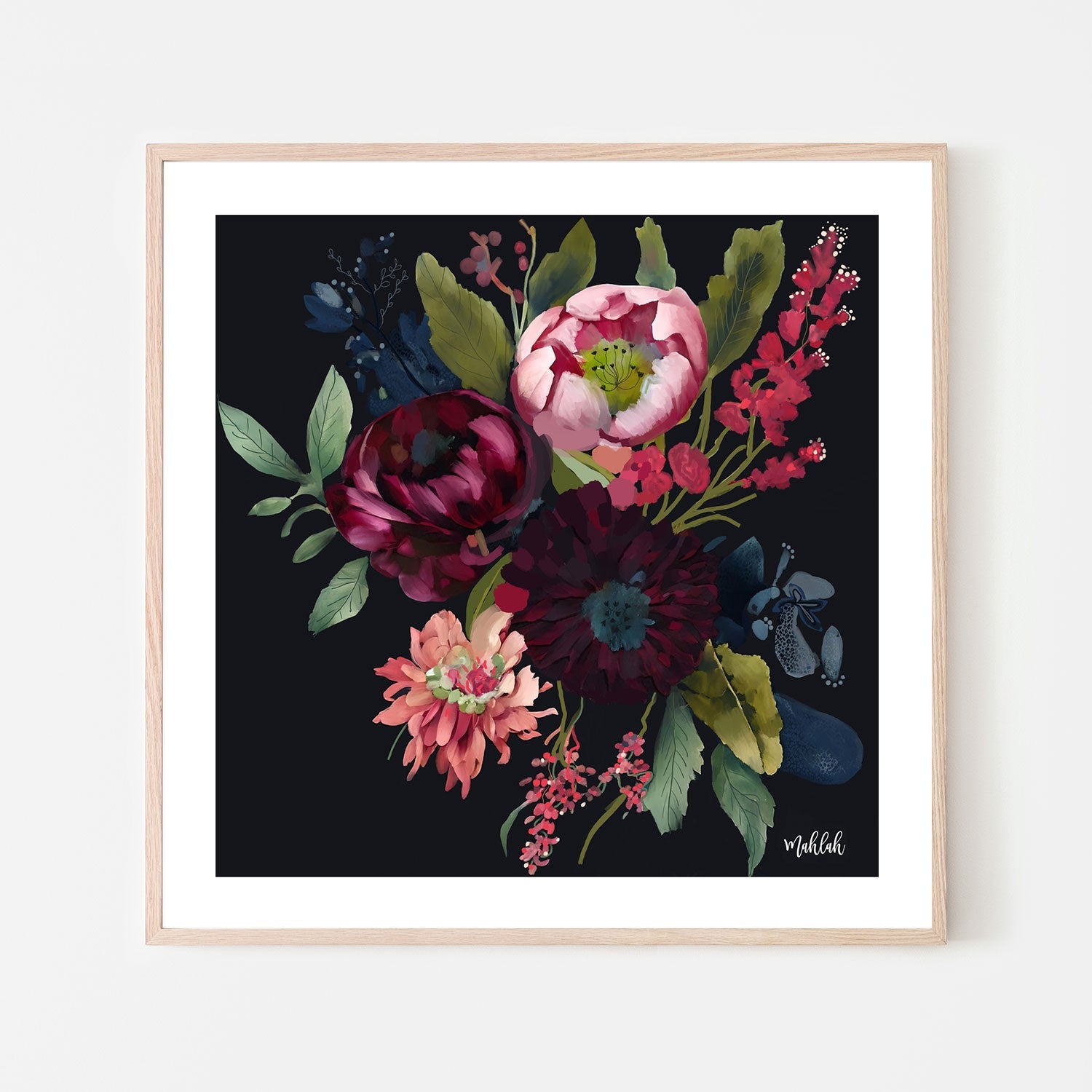 wall-art-print-canvas-poster-framed-Midnight Flowers , By Inkheart Designs-6