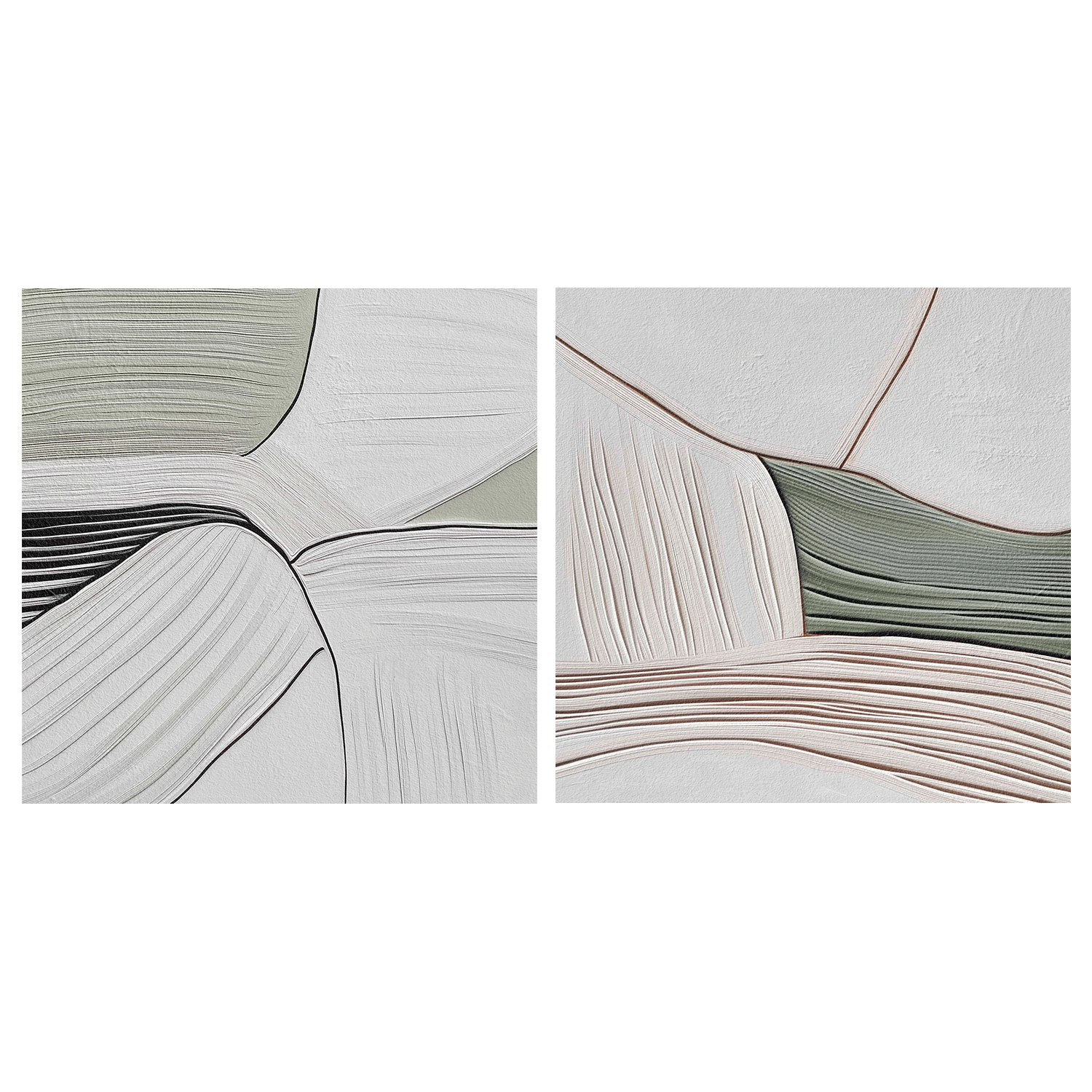wall-art-print-canvas-poster-framed-Minimal Lines Grey Green, Style A & B, Set Of 2 , By Alma-1