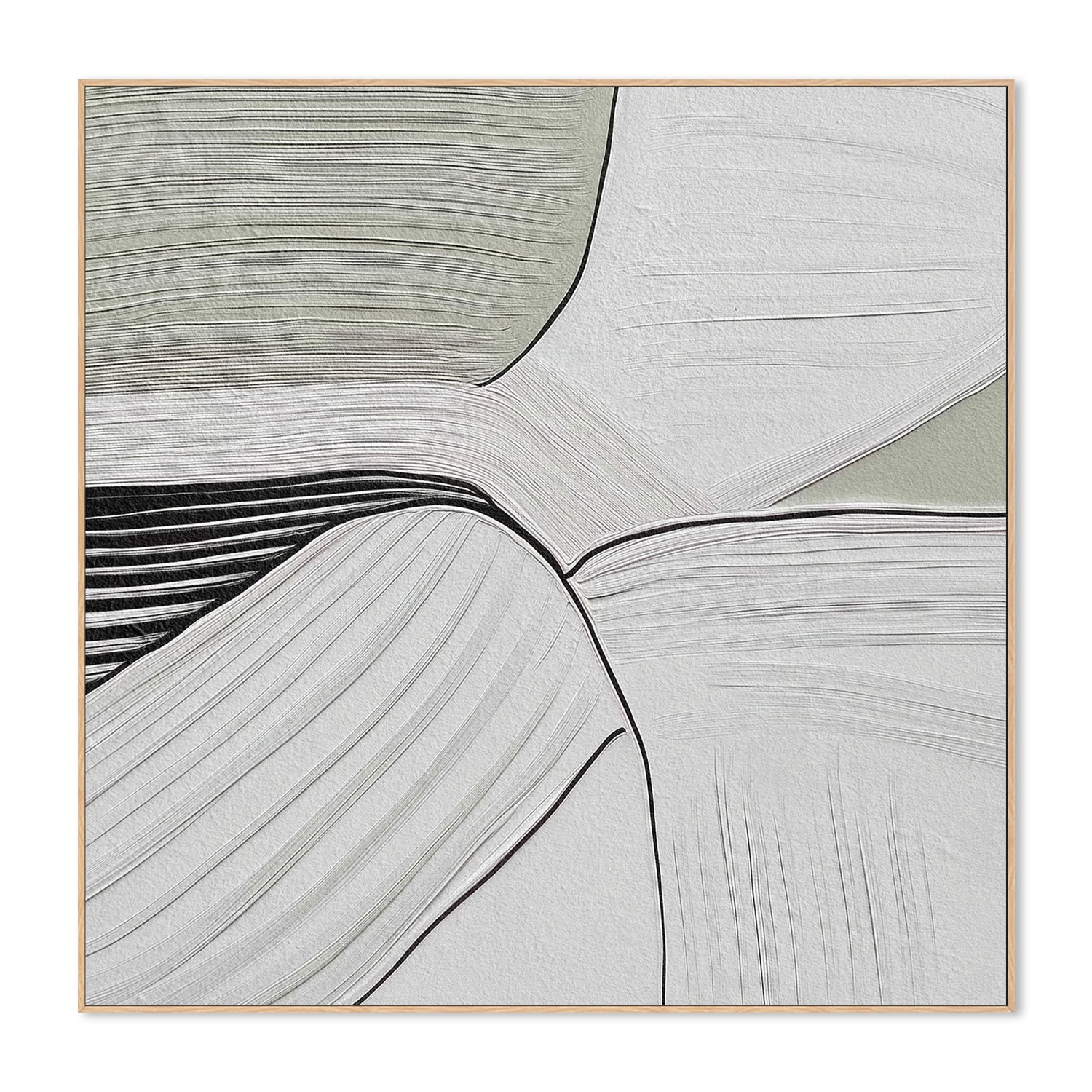 wall-art-print-canvas-poster-framed-Minimal Lines Grey Green, Style A , By Alma-4
