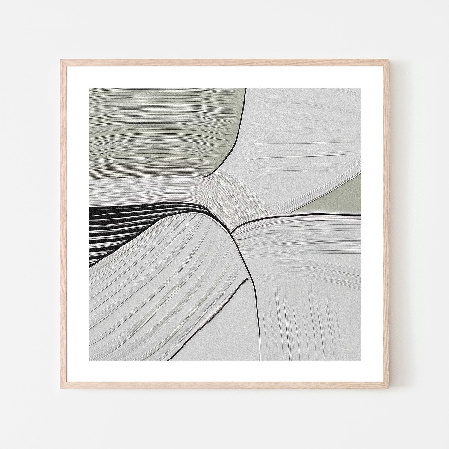 wall-art-print-canvas-poster-framed-Minimal Lines Grey Green, Style A , By Alma-6