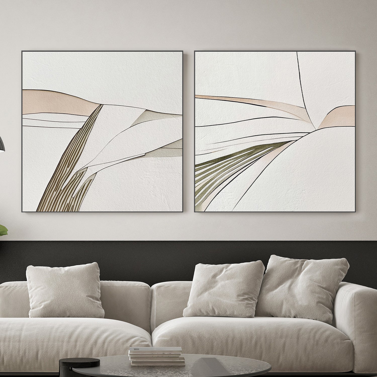 wall-art-print-canvas-poster-framed-Minimal Lines, Style A & B, Set Of 2 , By Alma-2