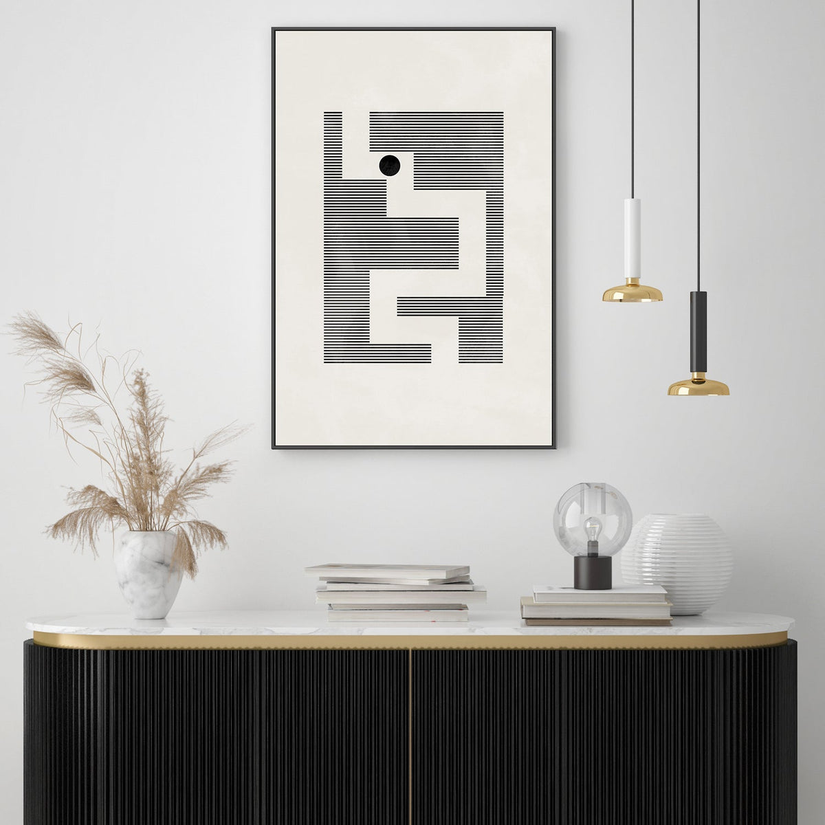 wall-art-print-canvas-poster-framed-Minimalist Maze-by-Plus X Studio-Gioia Wall Art