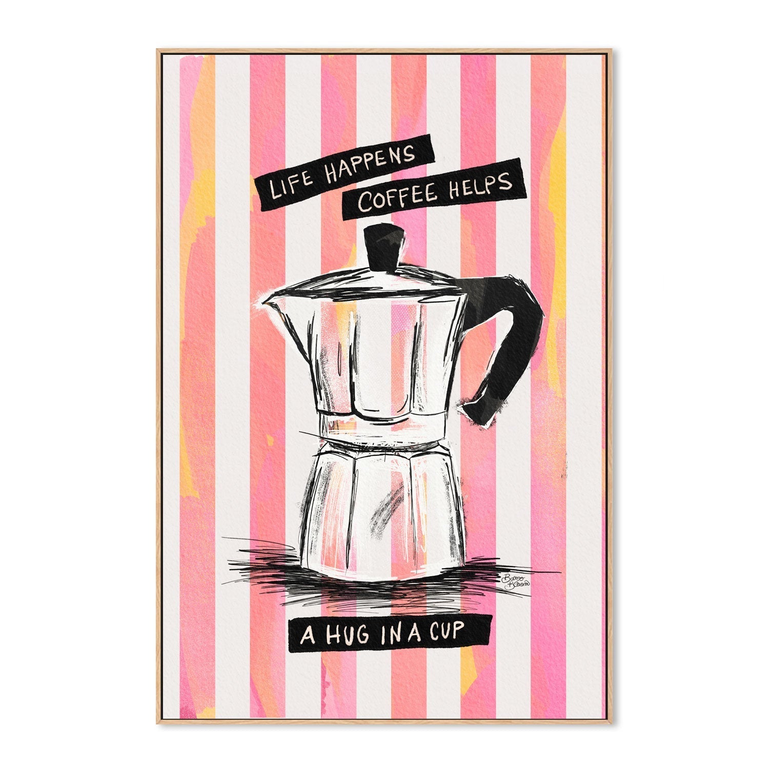 wall-art-print-canvas-poster-framed-Mocca Coffee on Stripes Hug in a Cup-4