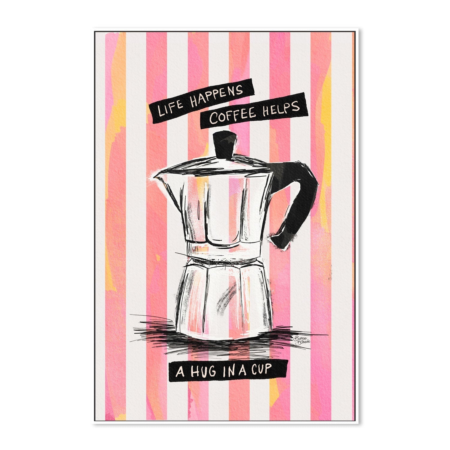 wall-art-print-canvas-poster-framed-Mocca Coffee on Stripes Hug in a Cup-5