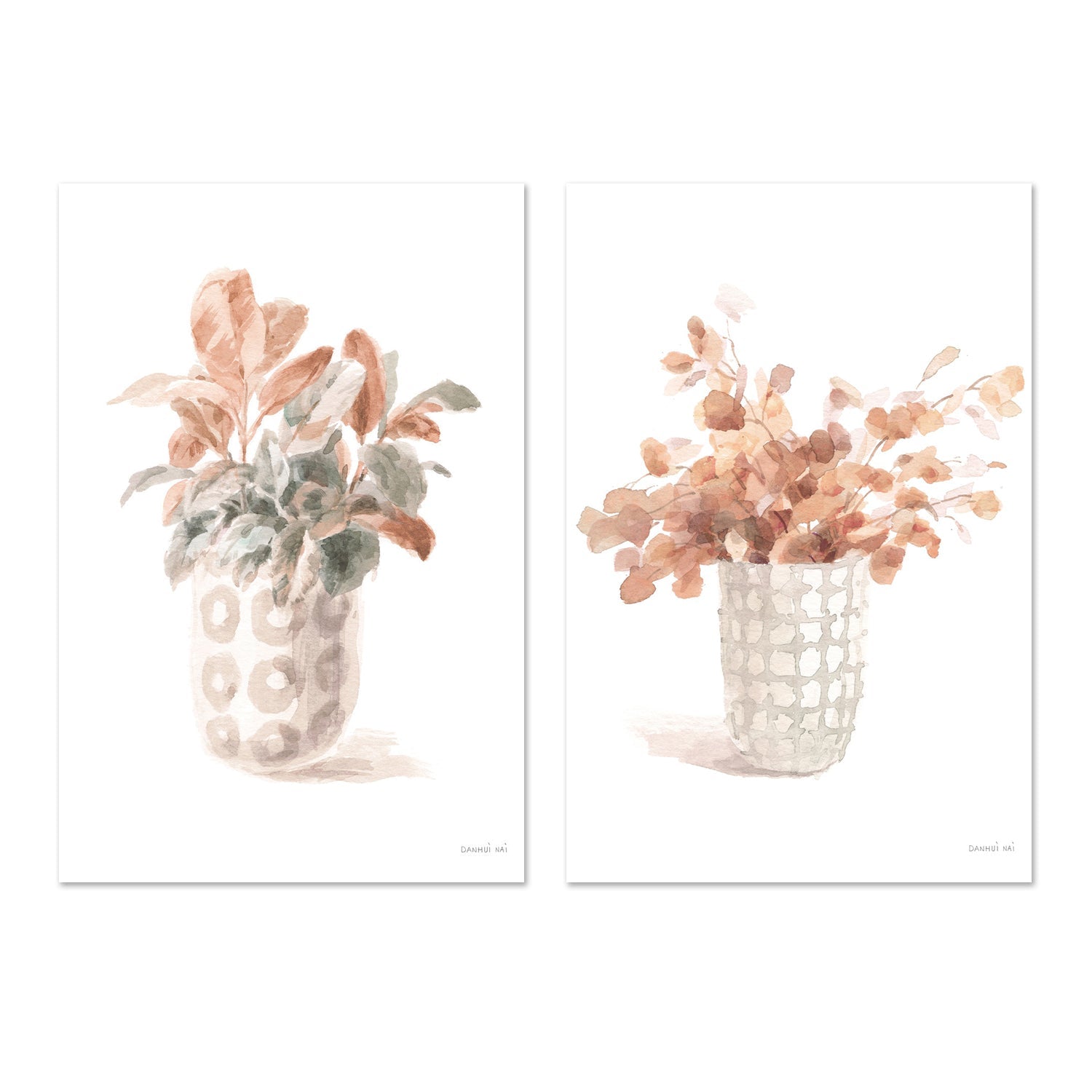 wall-art-print-canvas-poster-framed-Modern Flora, Terracotta, Set of 2-by-Danhui Nai-Gioia Wall Art