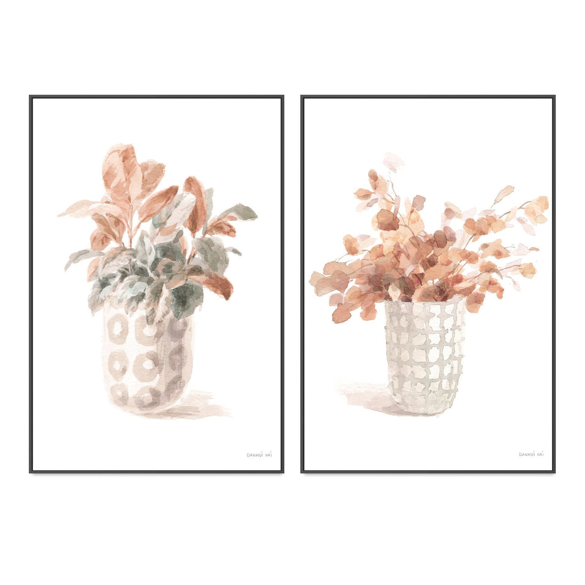 wall-art-print-canvas-poster-framed-Modern Flora, Terracotta, Set of 2-by-Danhui Nai-Gioia Wall Art