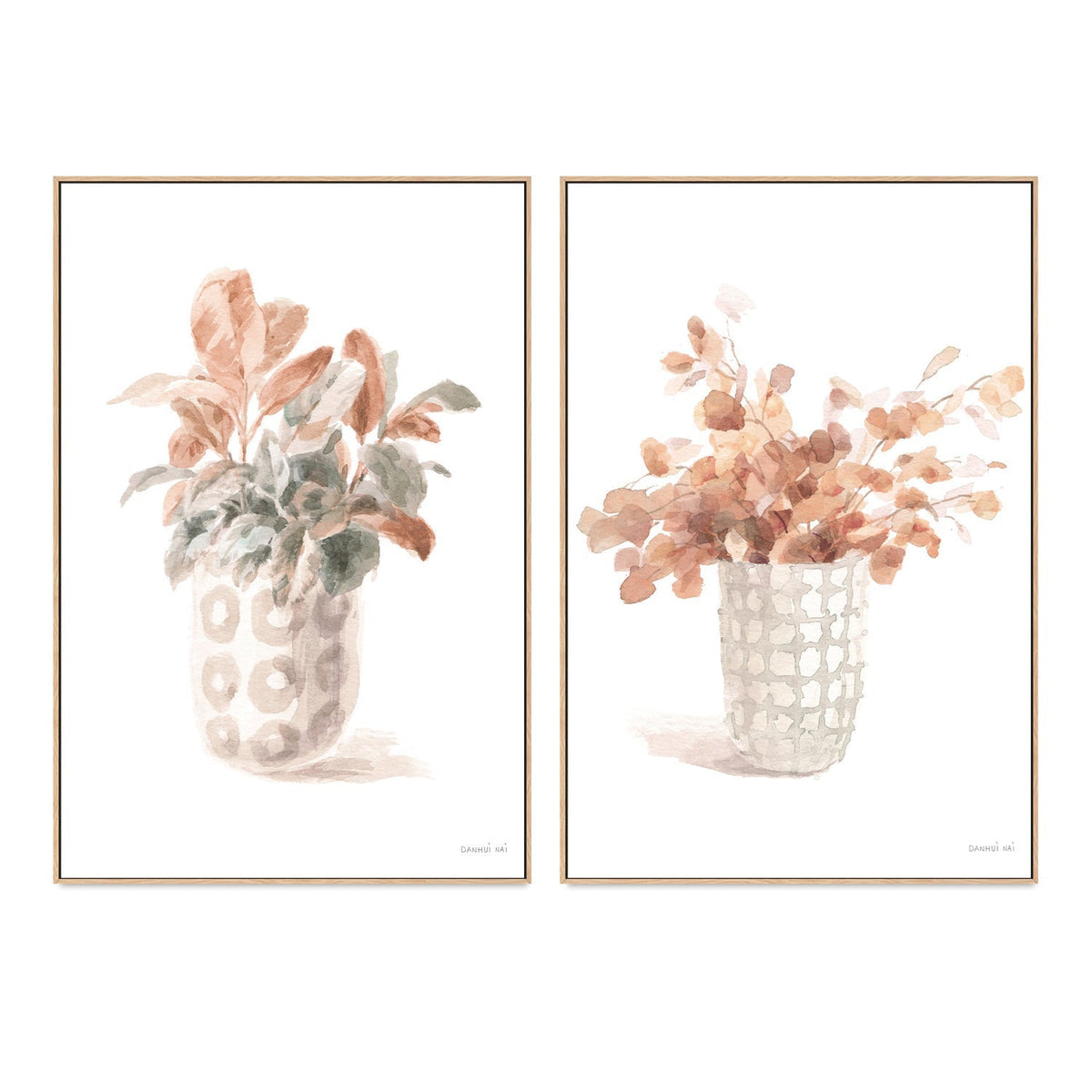 wall-art-print-canvas-poster-framed-Modern Flora, Terracotta, Set of 2-by-Danhui Nai-Gioia Wall Art