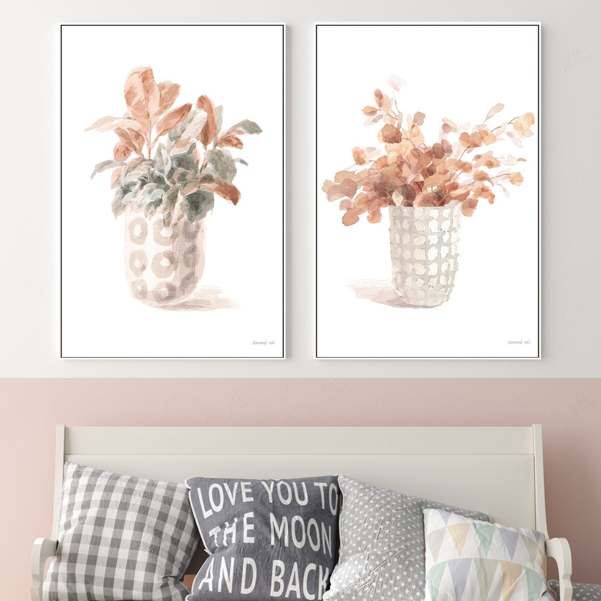 wall-art-print-canvas-poster-framed-Modern Flora, Terracotta, Set of 2-by-Danhui Nai-Gioia Wall Art
