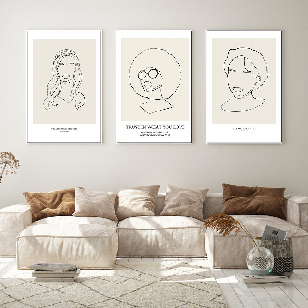 wall-art-print-canvas-poster-framed-Modern Line Art, by Anastasiya, Set Of 3-by-Plus X Studio-Gioia Wall Art