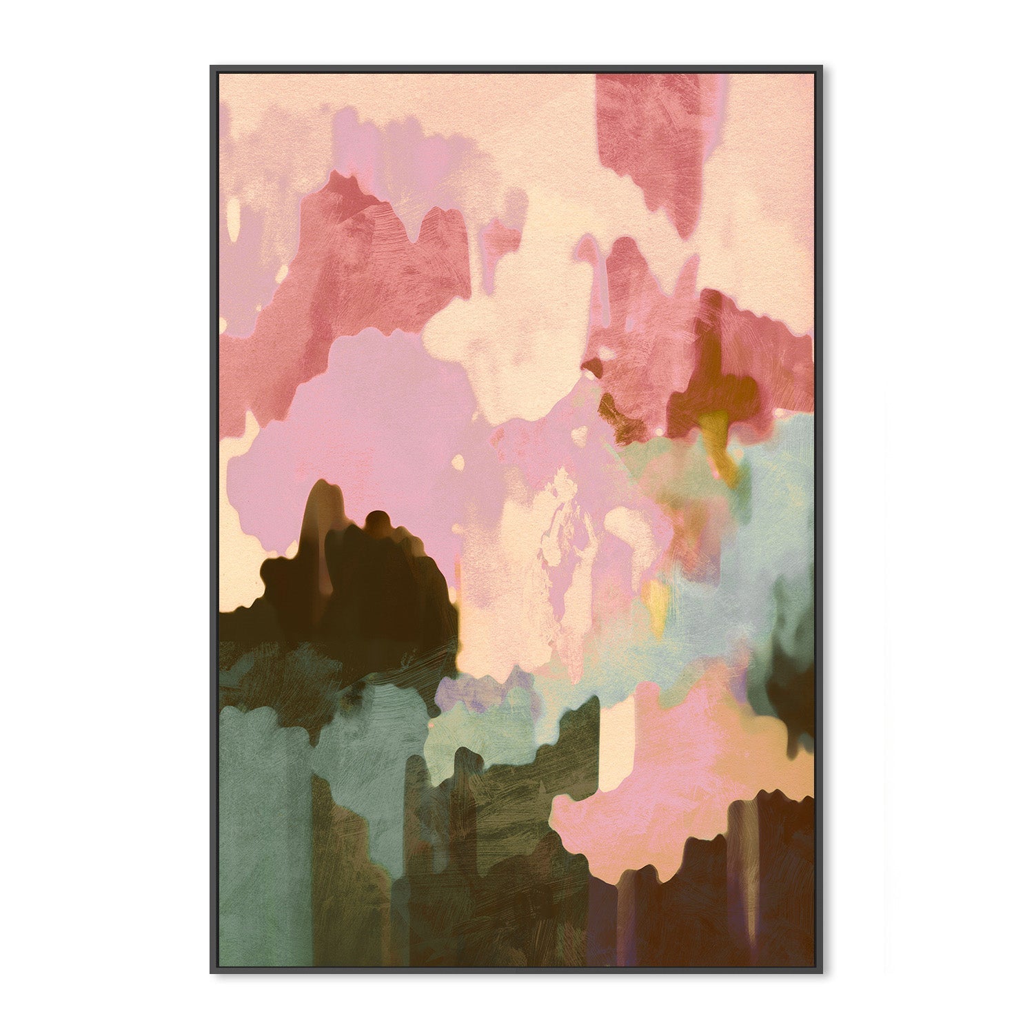 wall-art-print-canvas-poster-framed-Mood, Pink and Green-3