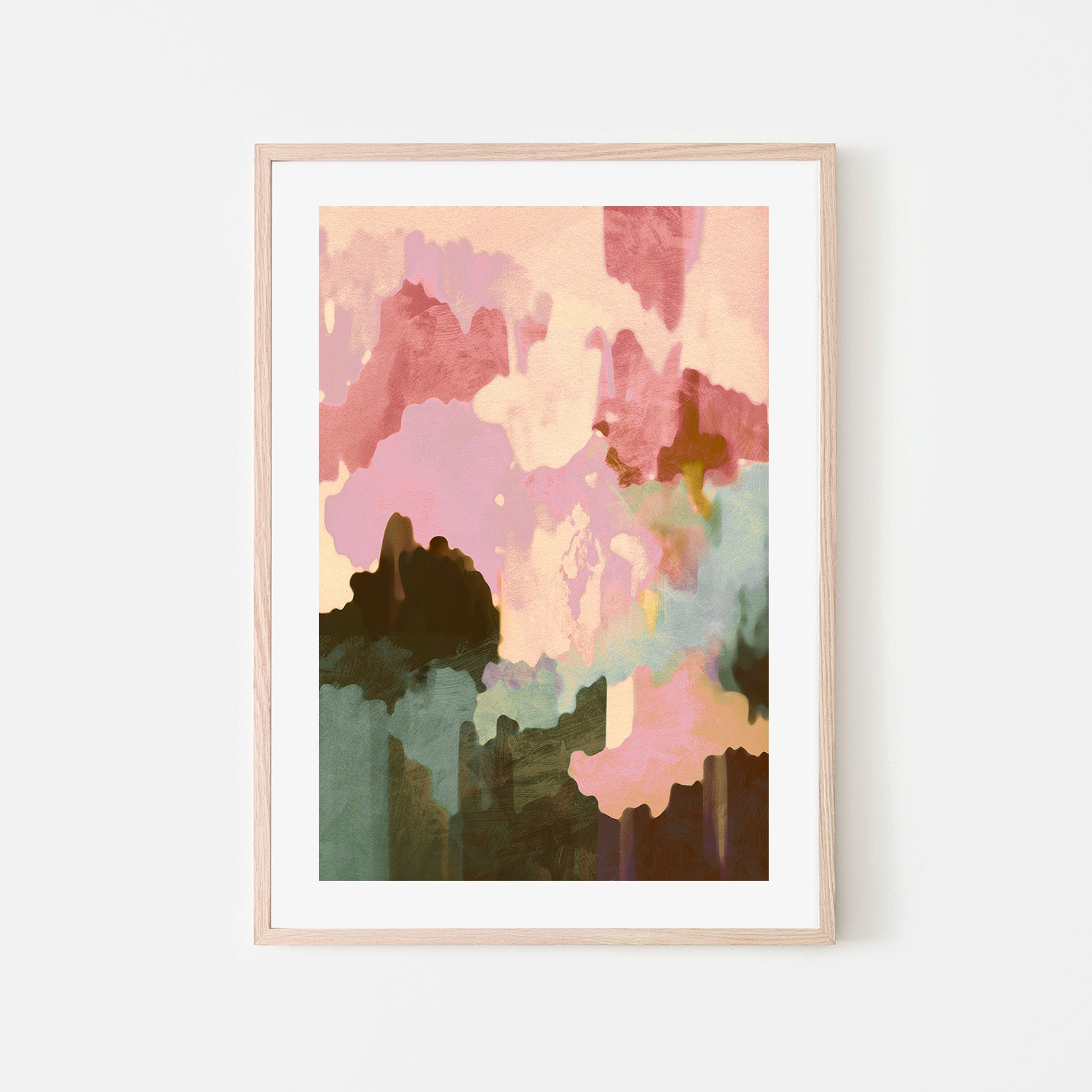 wall-art-print-canvas-poster-framed-Mood, Pink and Green-6
