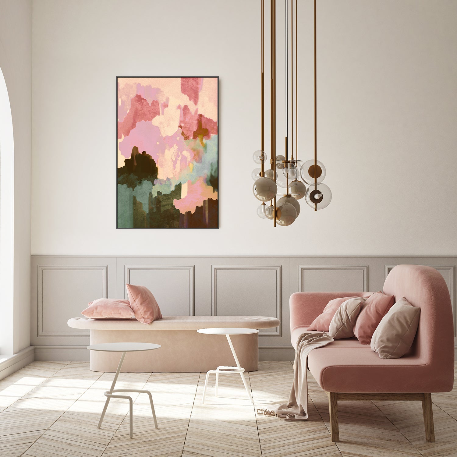 wall-art-print-canvas-poster-framed-Mood, Pink and Green-7