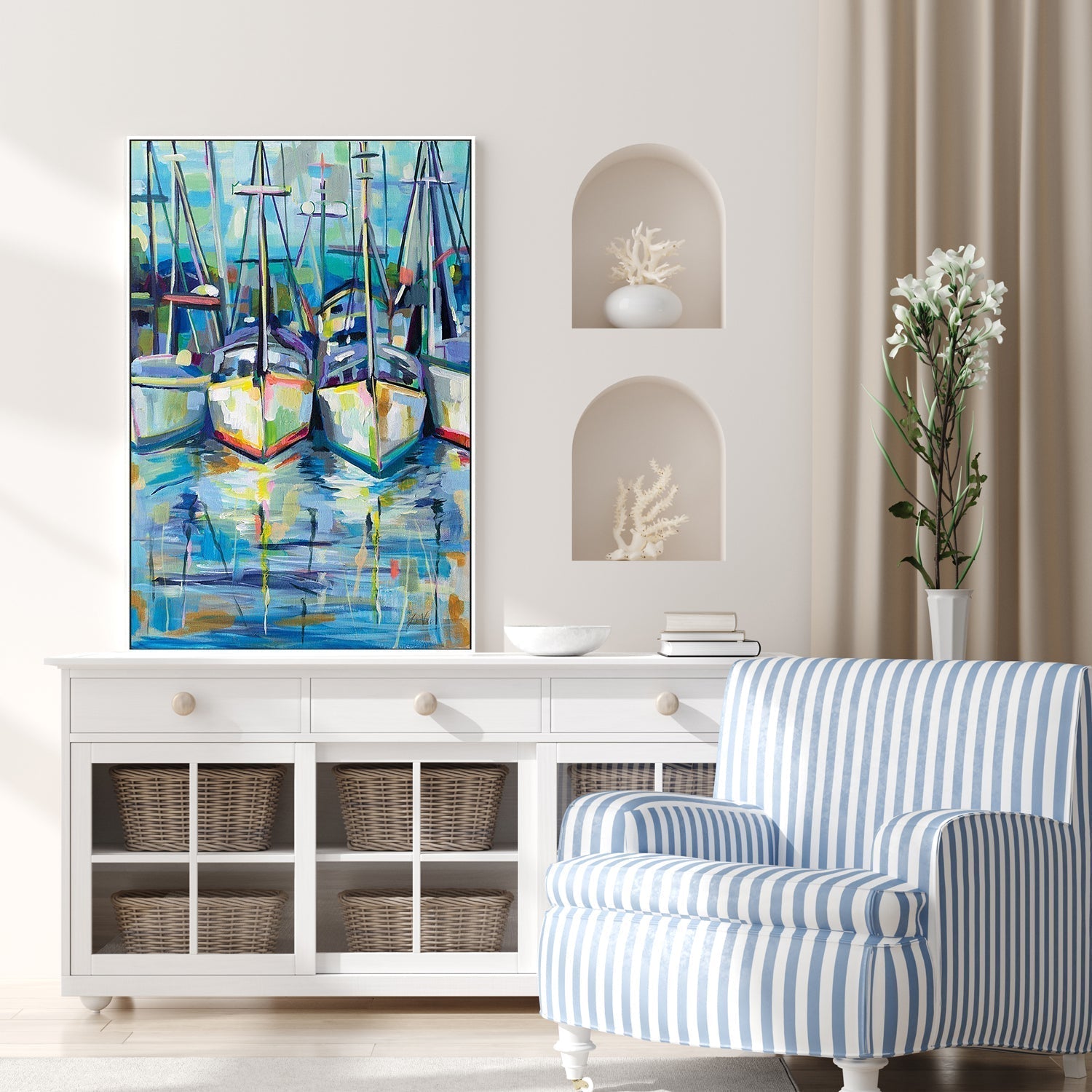 wall-art-print-canvas-poster-framed-Morning Dock Crop Paint by Number-by-Jeanette Vertentes-Gioia Wall Art