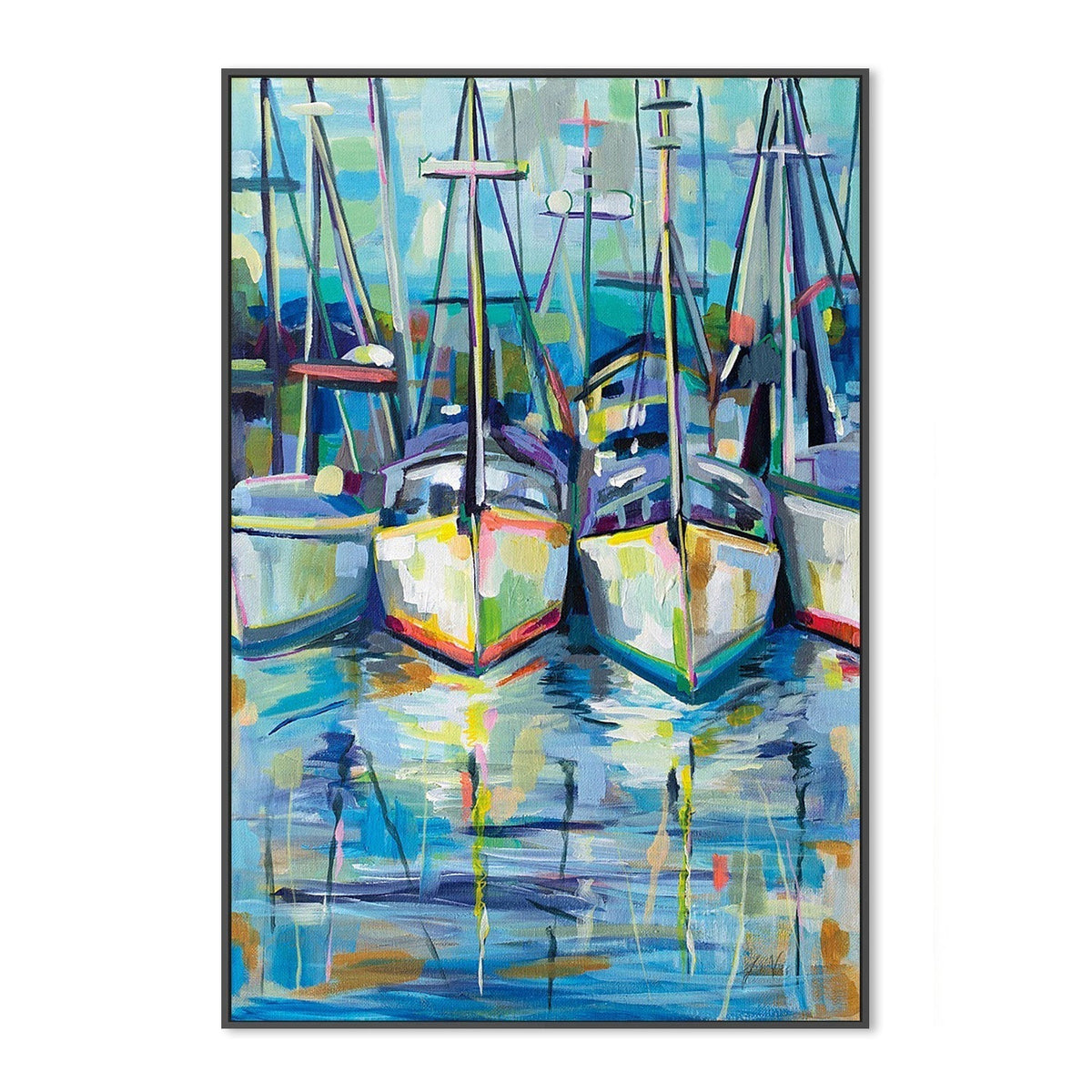 wall-art-print-canvas-poster-framed-Morning Dock Crop Paint by Number-by-Jeanette Vertentes-Gioia Wall Art