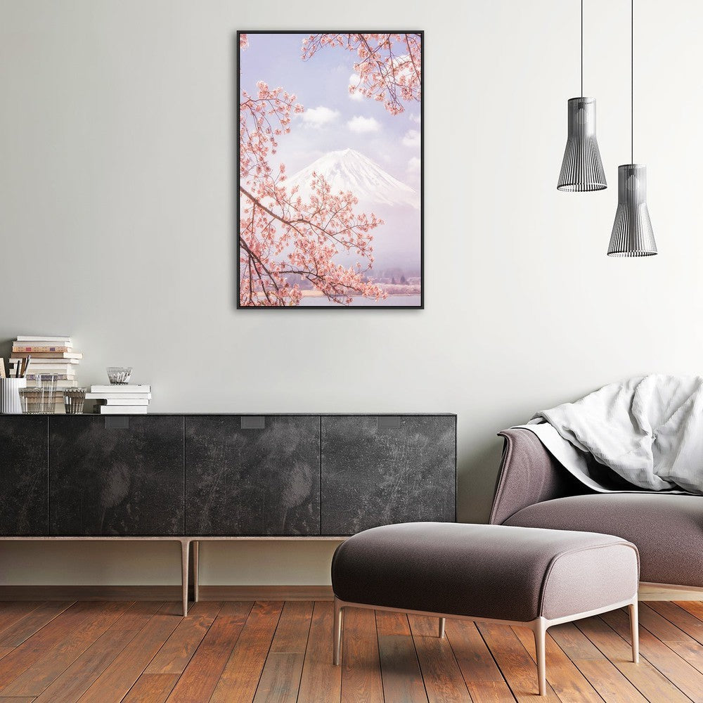 wall-art-print-canvas-poster-framed-Mt. Fuji In The Cherry Blossoms, By Makiko Samejima-by-Plus X Studio-Gioia Wall Art