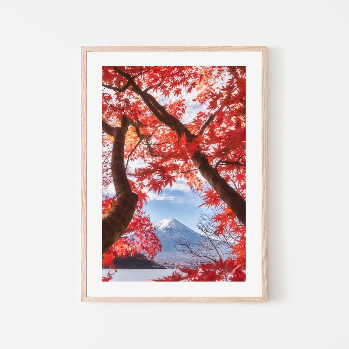 Mt. Fuji Is In The Autumn Leaves, by Makiko Samejima-Gioia-Prints-Framed-Canvas-Poster-GIOIA-WALL-ART
