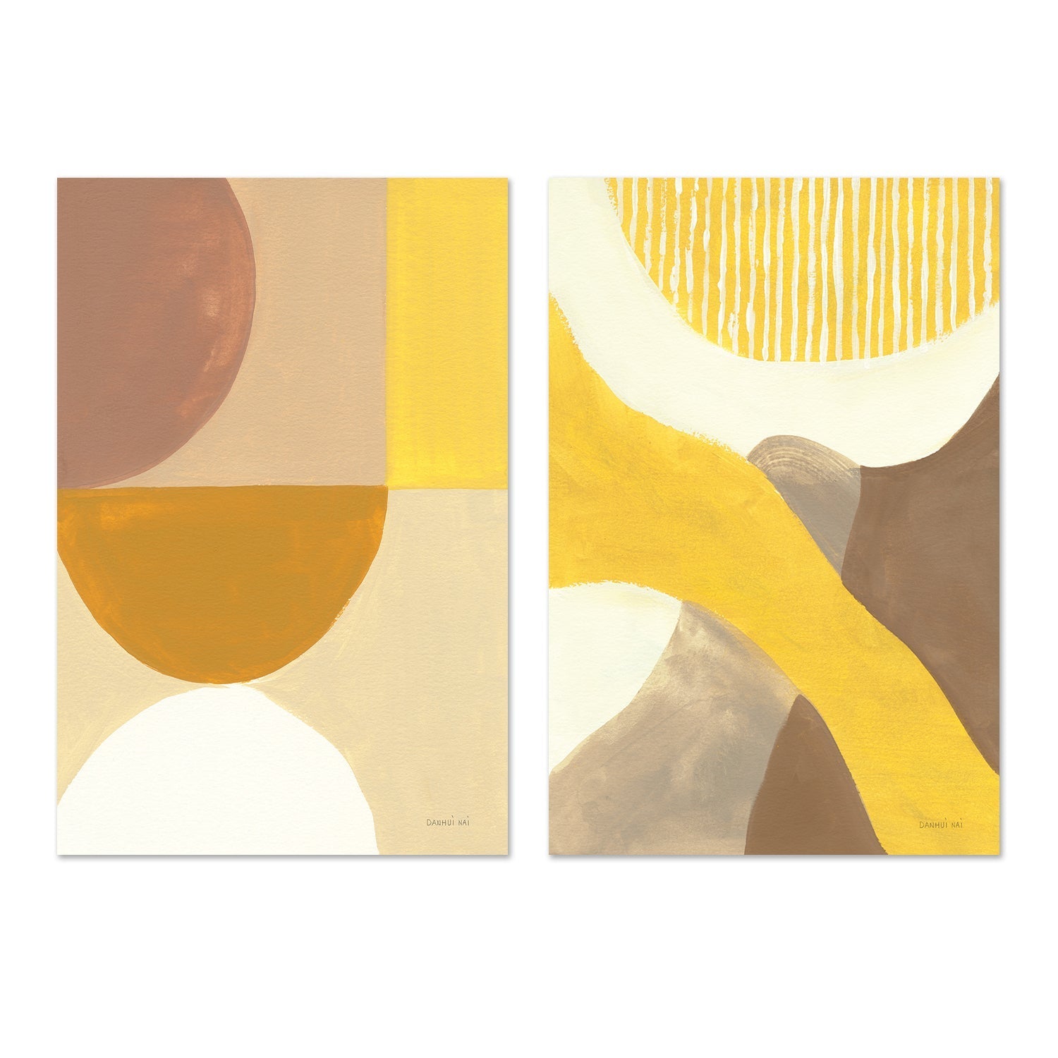 wall-art-print-canvas-poster-framed-Mustard Abstract, Style A & B, Set Of 2 , By Danhui Nai-GIOIA-WALL-ART