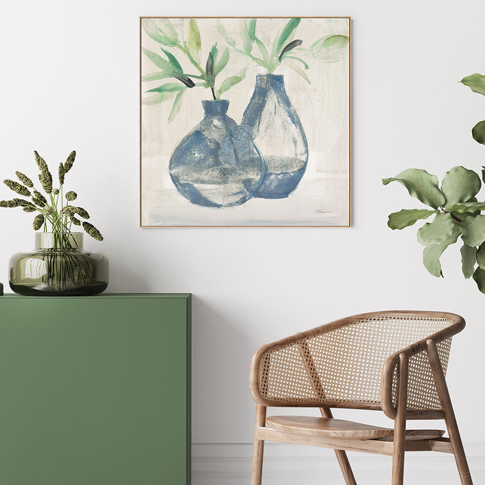 wall-art-print-canvas-poster-framed-Muted Blue Vases , By Albena Hristova-GIOIA-WALL-ART