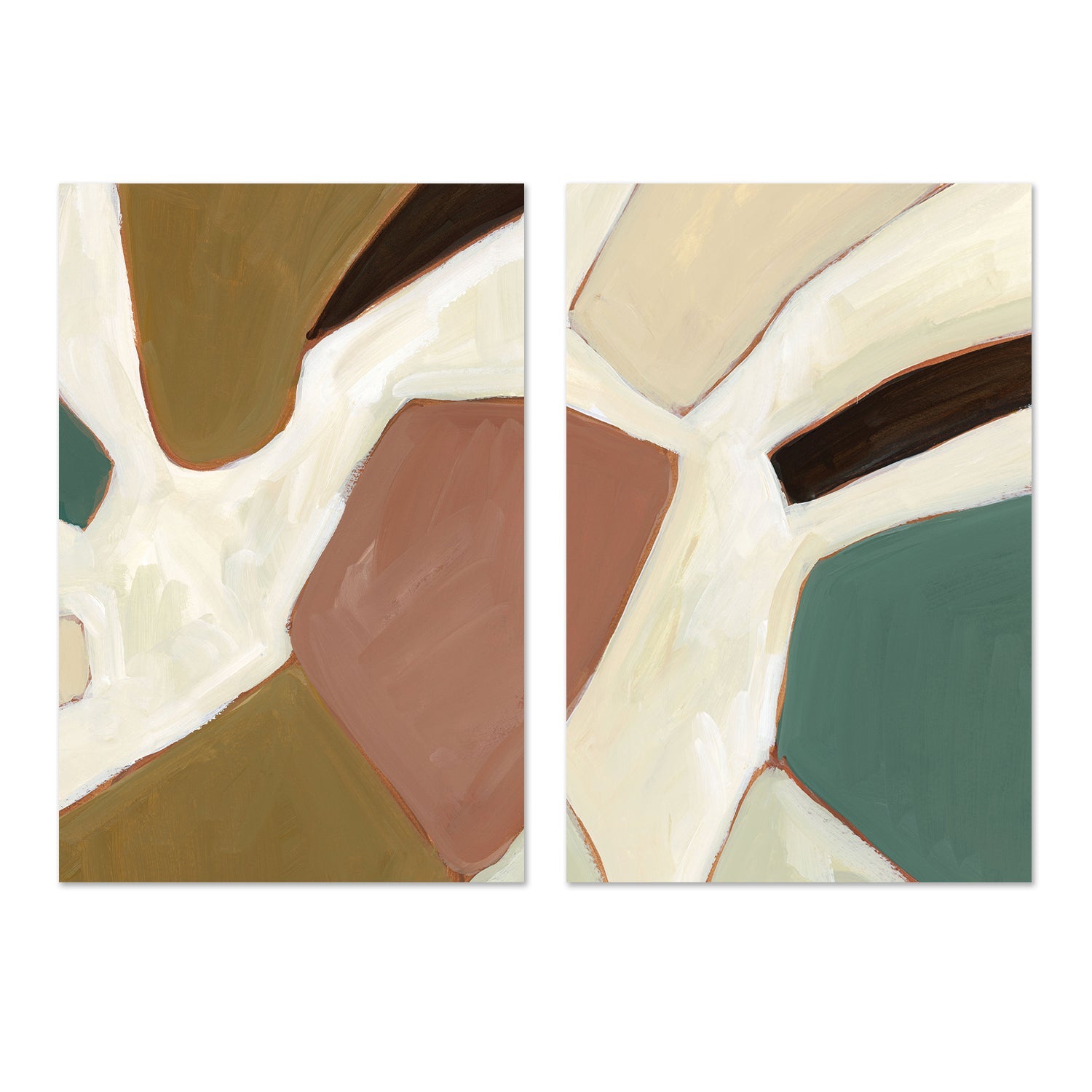 wall-art-print-canvas-poster-framed-Neutral Geometry, Style D & E, Set Of 2-by-Emily Wood-Gioia Wall Art