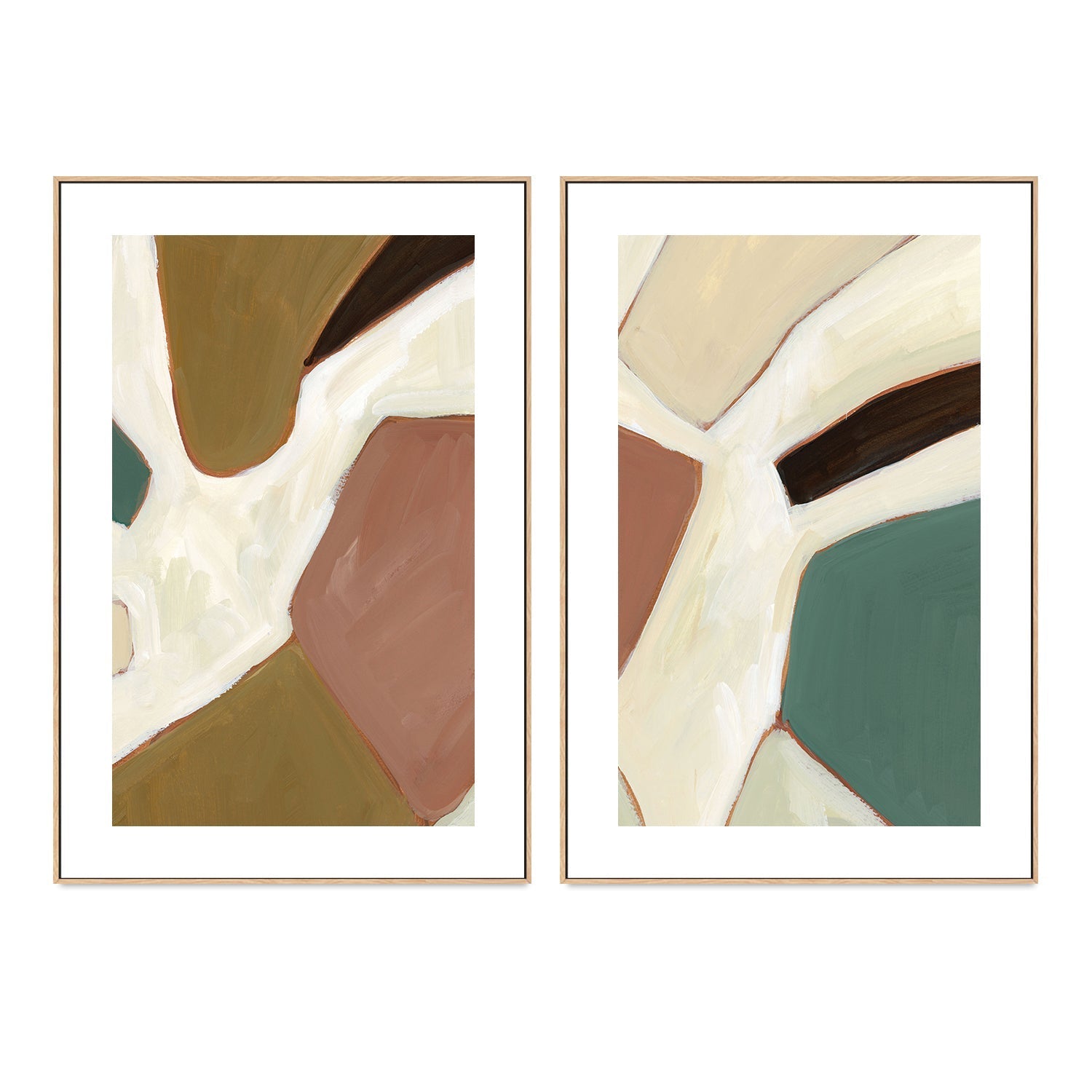 wall-art-print-canvas-poster-framed-Neutral Geometry, Style D & E, Set Of 2-by-Emily Wood-Gioia Wall Art