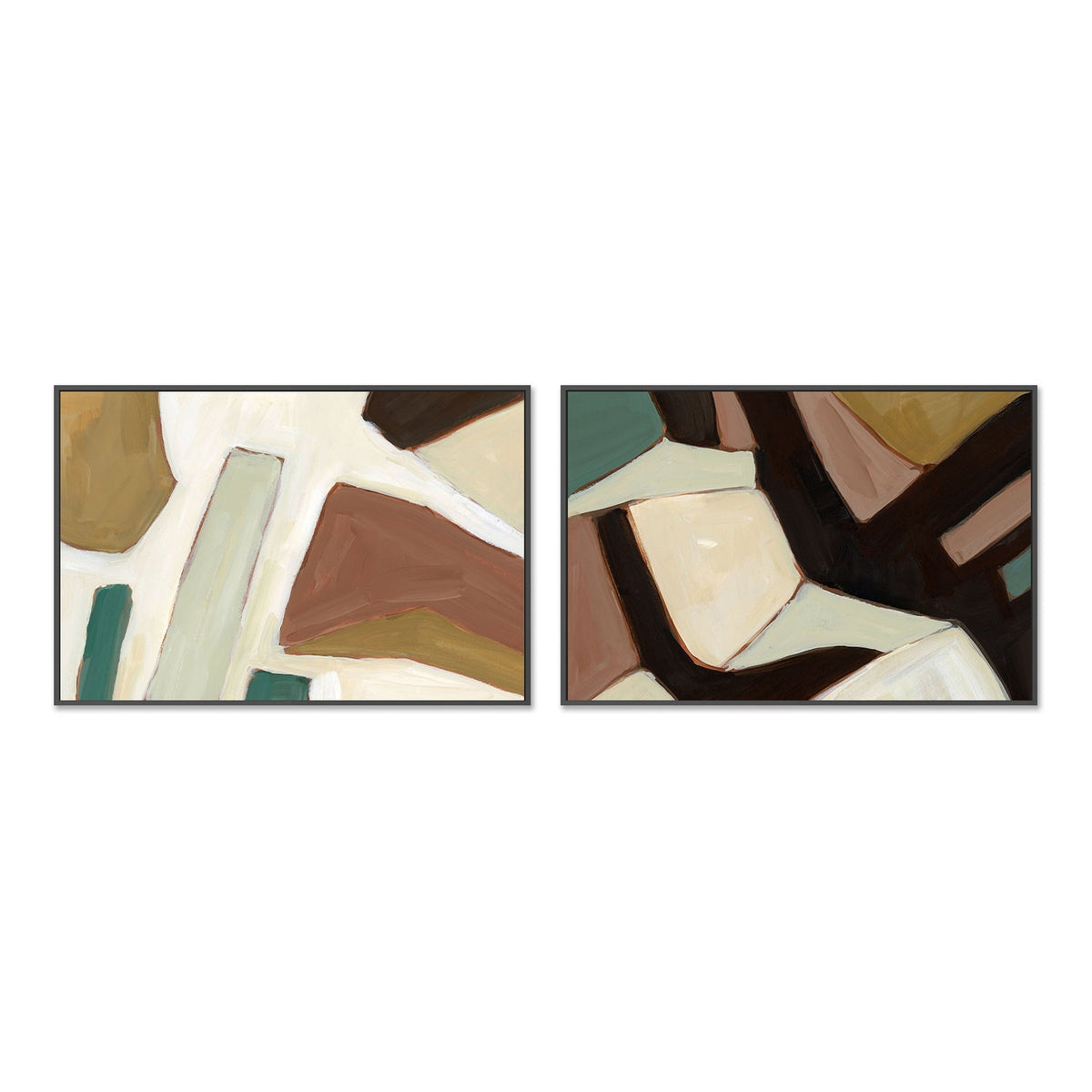 wall-art-print-canvas-poster-framed-Neutral Geometry, Style F & G, Set Of 2-by-Emily Wood-Gioia Wall Art