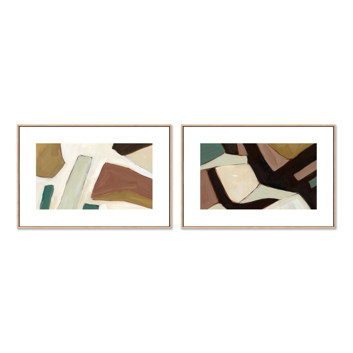 wall-art-print-canvas-poster-framed-Neutral Geometry, Style F & G, Set Of 2-by-Emily Wood-Gioia Wall Art