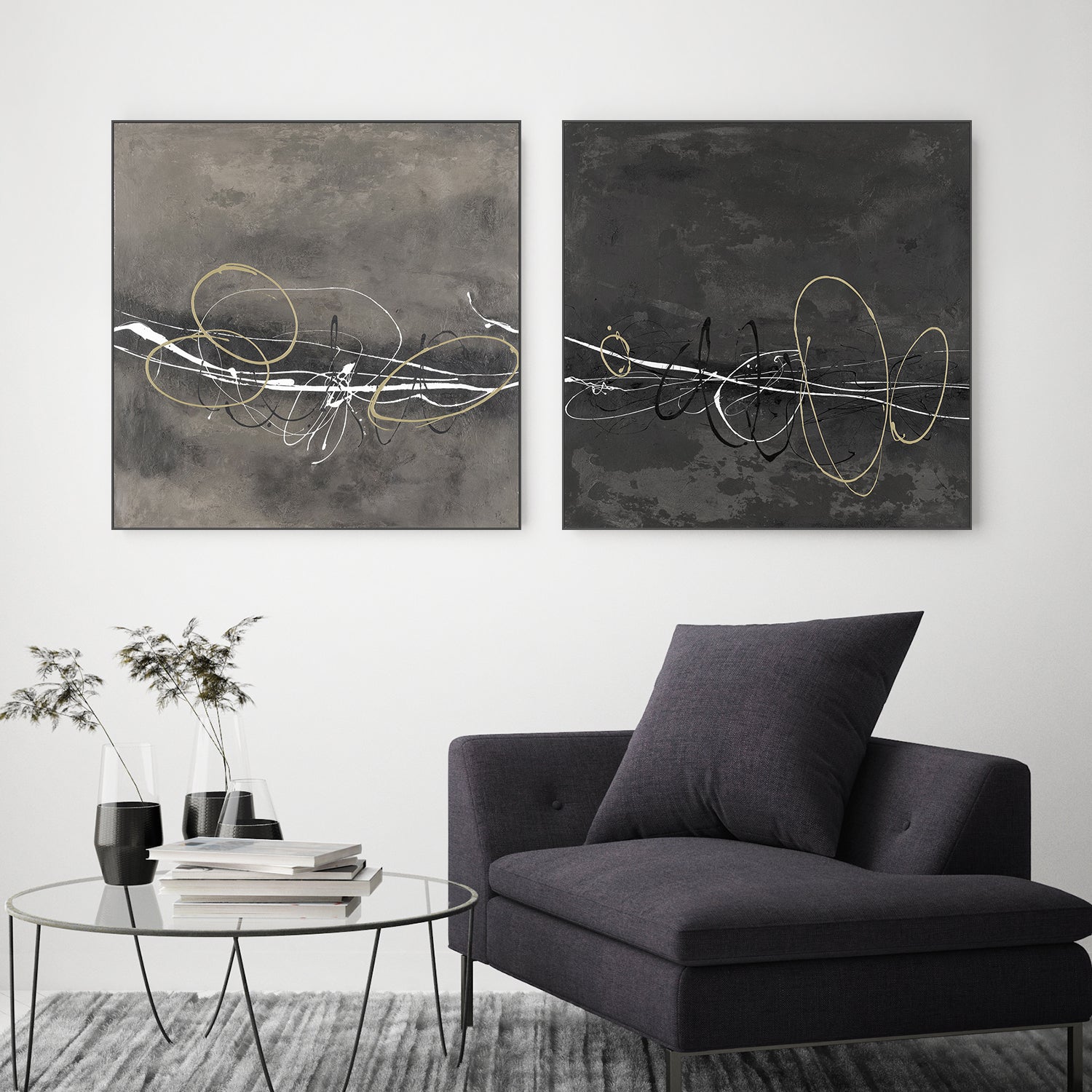 wall-art-print-canvas-poster-framed-Neutral In Motion, Style A & B, Set Of 2 , By Filippoloco-2