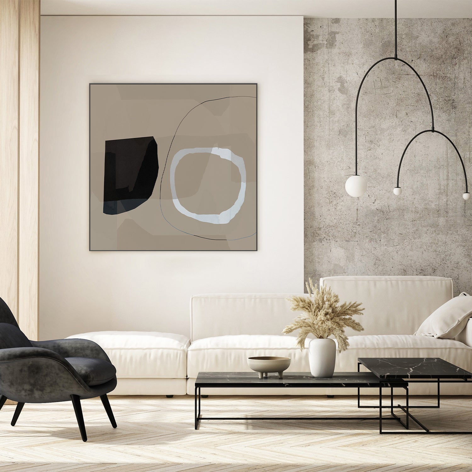 wall-art-print-canvas-poster-framed-Neutral Shapes Abstract, Style A-7