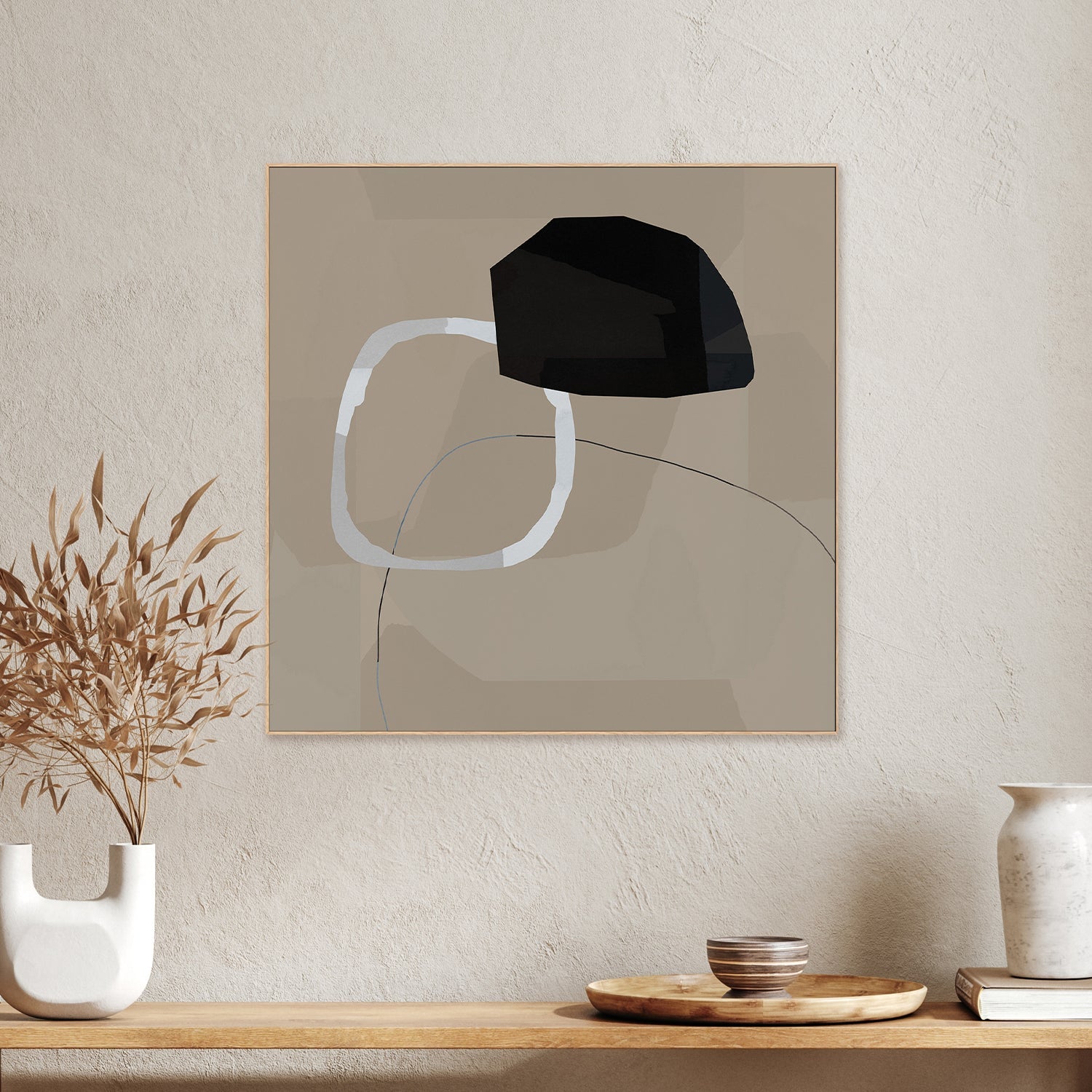 wall-art-print-canvas-poster-framed-Neutral Shapes Abstract, Style C-2