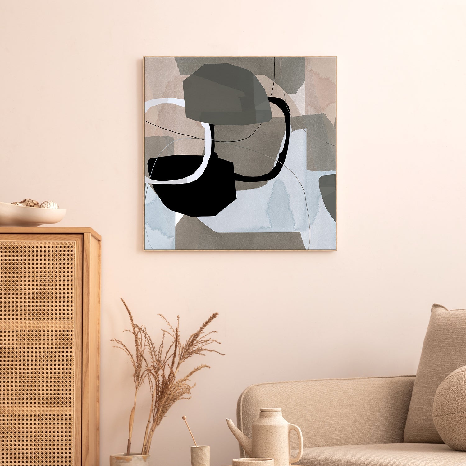 wall-art-print-canvas-poster-framed-Neutral Shapes Abstract, Style D-7